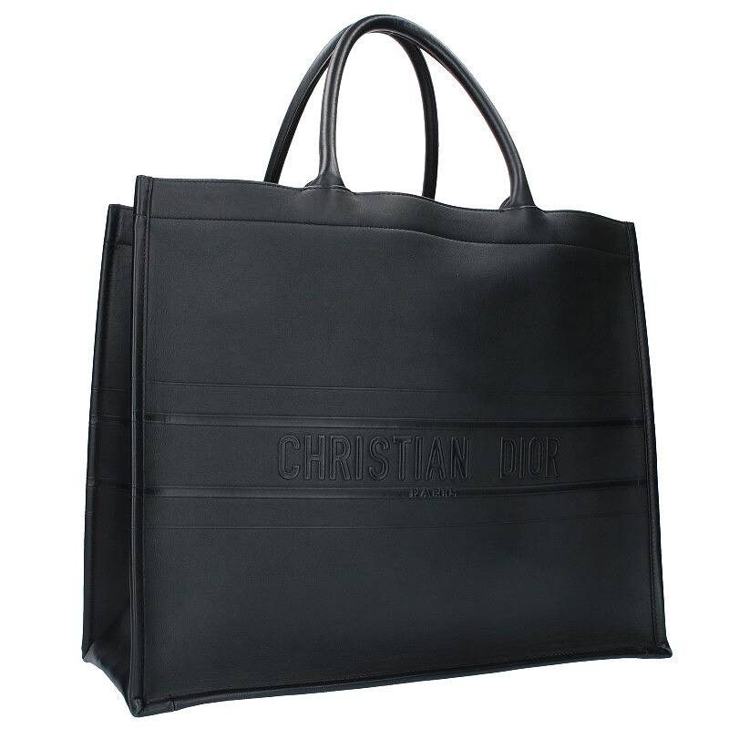 image of Dior Leather Book Tote Bag Black Handbag, Women's