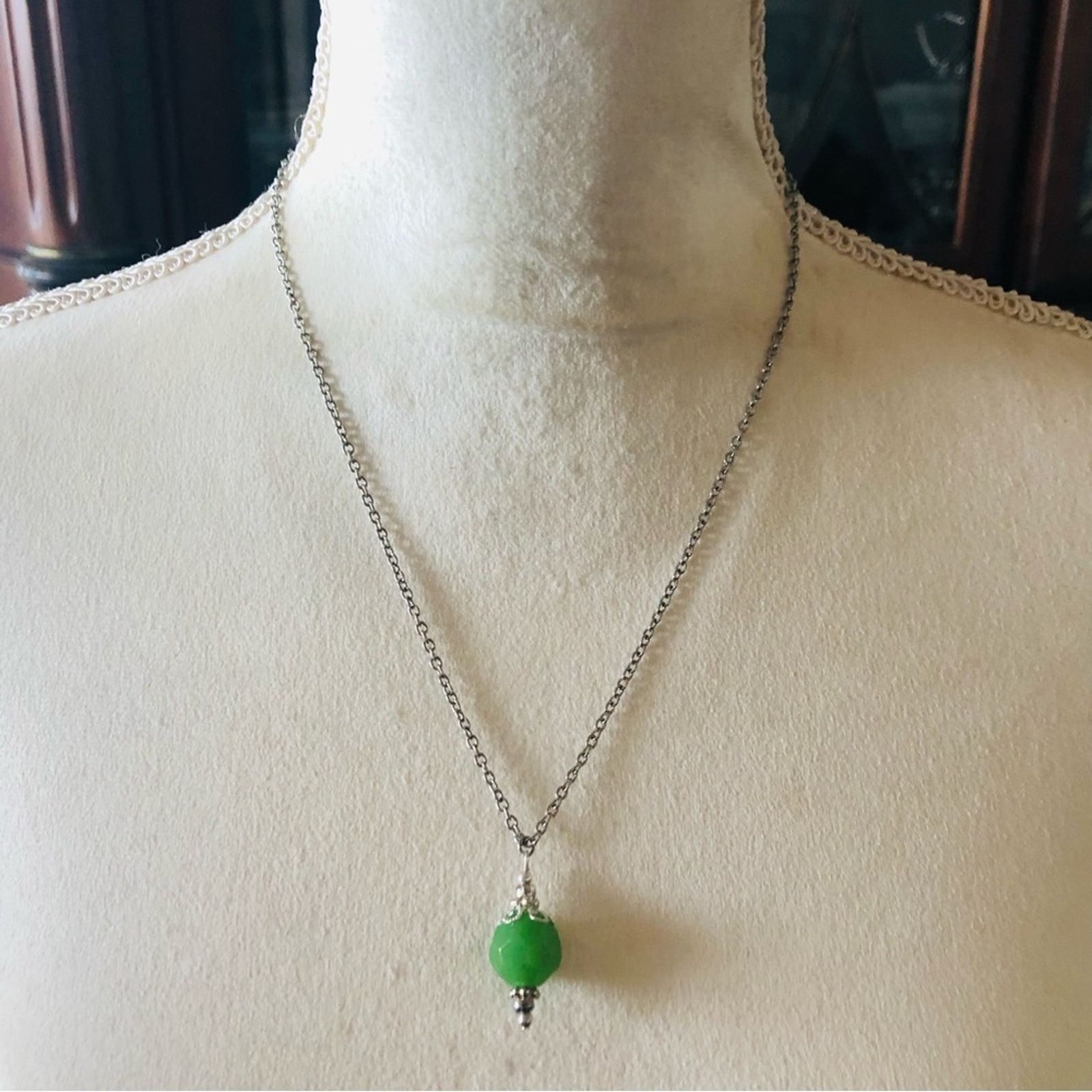 Handmade Hand crafted faceted green chalcedony cap necklace Size ONE SIZE - 3 Thumbnail