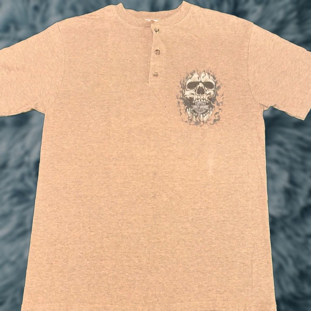 Harley Davidson VINTAGE Harley-Davidson Shirt Mens L Brown 90s Y2K Biker Skull Flames Daytona VTG Size US L / EU 52-54 / 3 - 1 Thumbnail