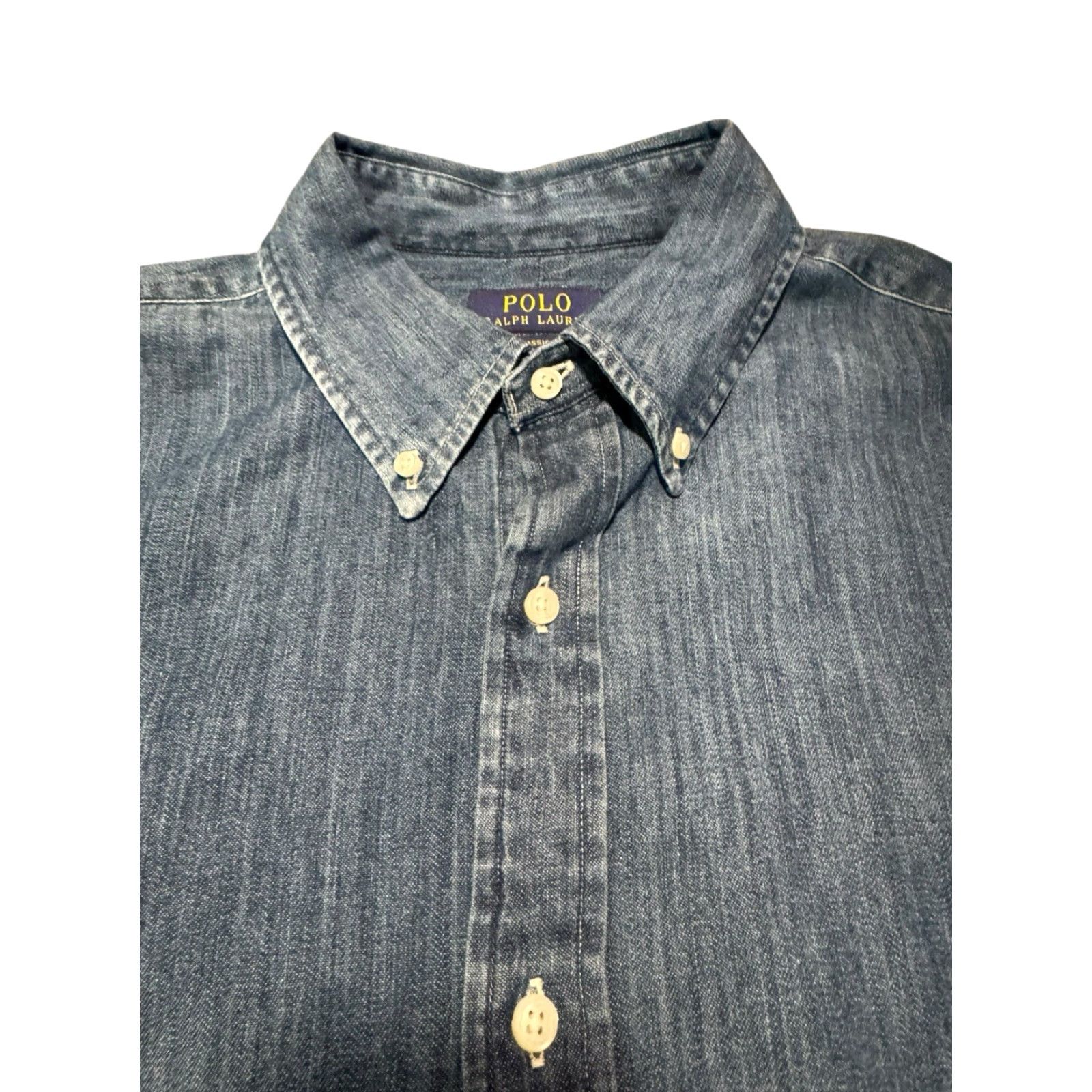 Ralph Lauren VINTAGE Polo Ralph Lauren Denim Shirt XL Classic Fit Long Sleeve Blue Medium Wash Pony Size US XL / EU 56 / 4 - 5 Thumbnail
