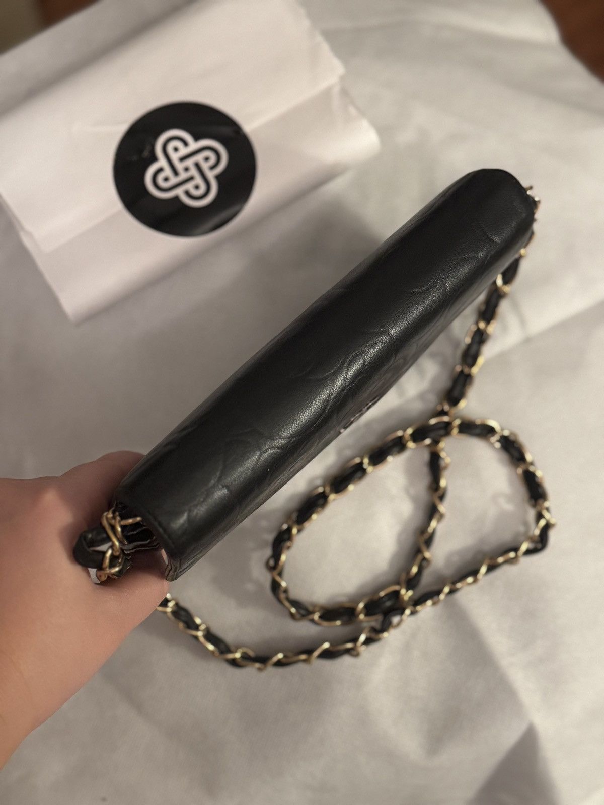 Chanel Authentic Chanel camellia wallet in black lambskin leather Size ONE SIZE - 3 Thumbnail