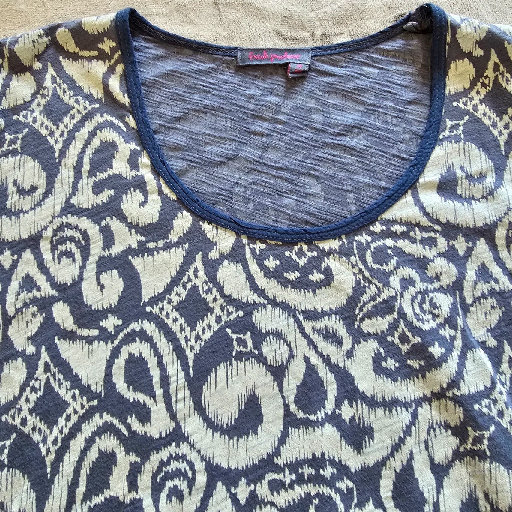Vintage Fresh Produce Top Womens Large Blue Paisley 3/4 Sleeve Round Neck Casual Shirt L Womens Size L / US 10 / IT 46 - 2 Thumbnail
