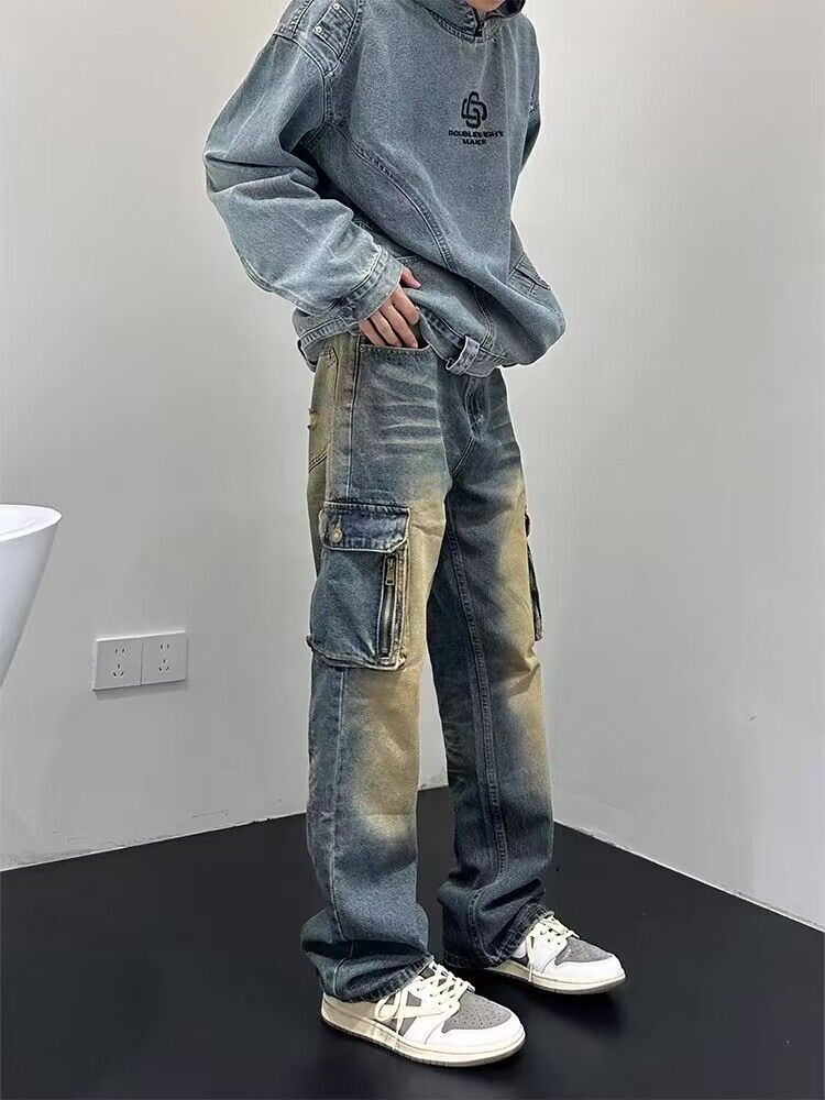 Japanese Brand × Jean Vintage washed ripple pocket rare jeans Size US 34 / EU 50 - 4 Thumbnail