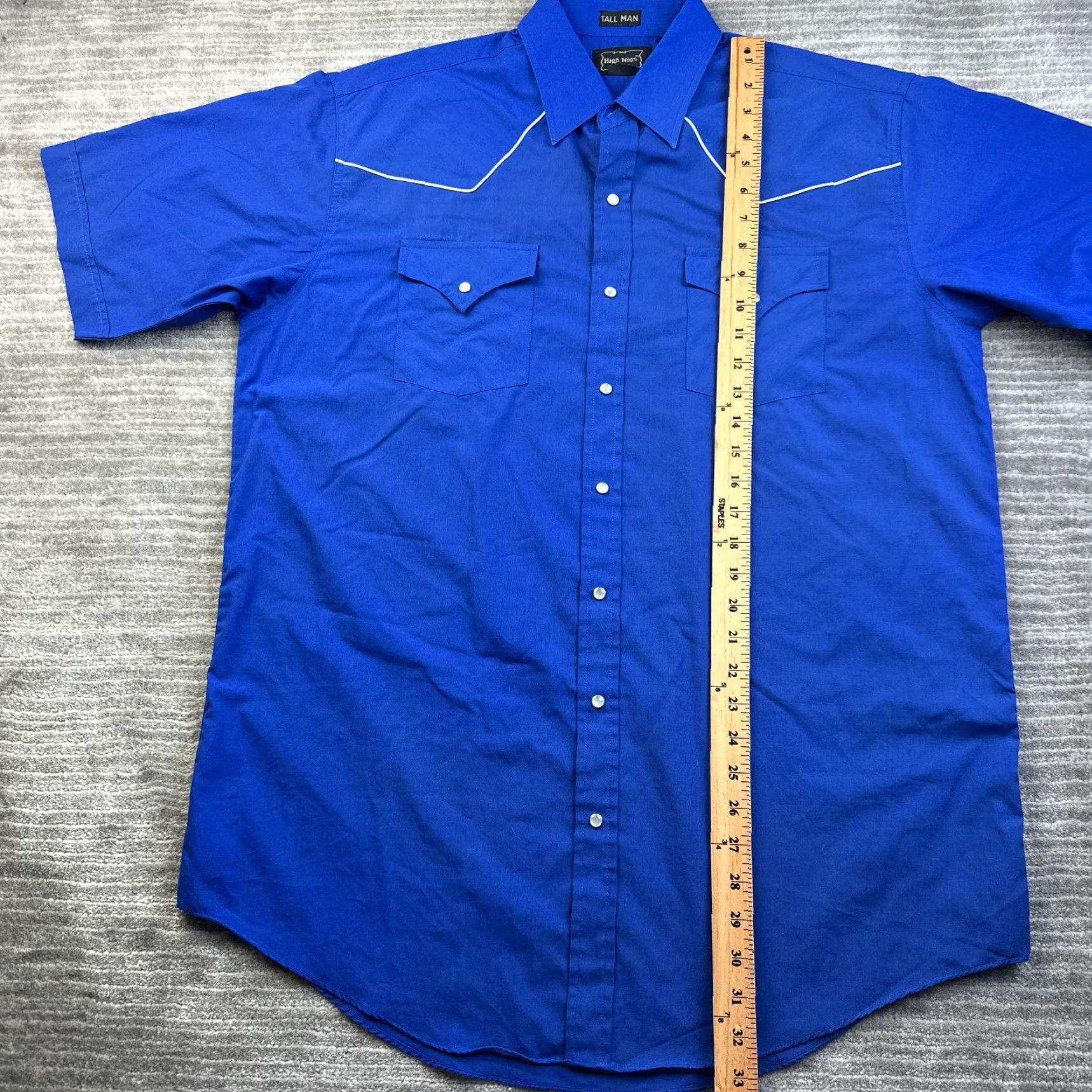 Vintage High Noon Shirt Mens LT Large Tall Blue Western Pearl Snap Rancher Size US L / EU 52-54 / 3 - 6 Thumbnail