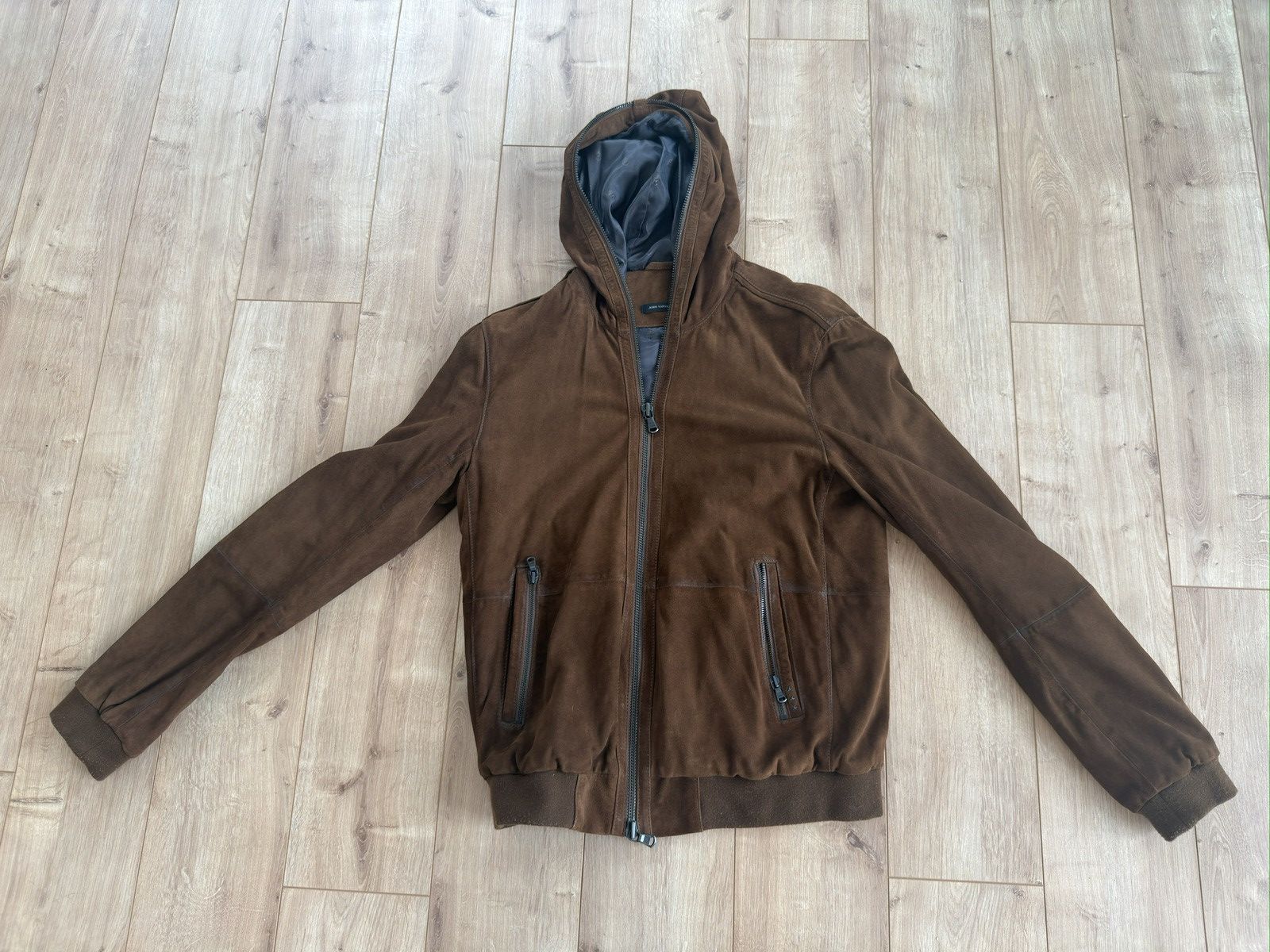 John Varvatos John Varvatos Suede Full Zip Hooded Jacket Size US M / EU 48-50 / 2 - 1 Thumbnail