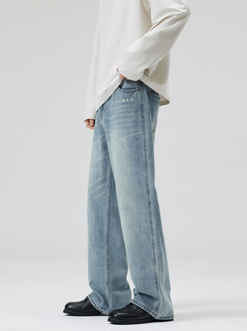 Japanese Brand × Jean Trendy light blue washed straight jeans y2k Size US 32 / EU 48 - 3 Thumbnail