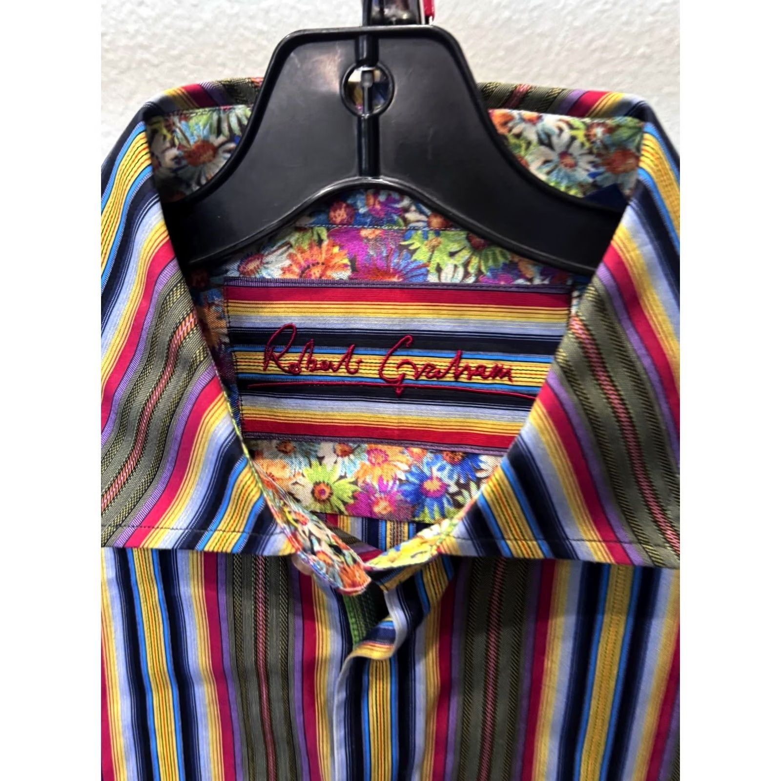 Robert Graham Robert Graham Stripe Floral LONG SLEEVE SHIRT XXL 2XL Multicolor Mens Casual Knit Shirt Shirt Size US XXL / EU 58 / 5 - 5 Thumbnail