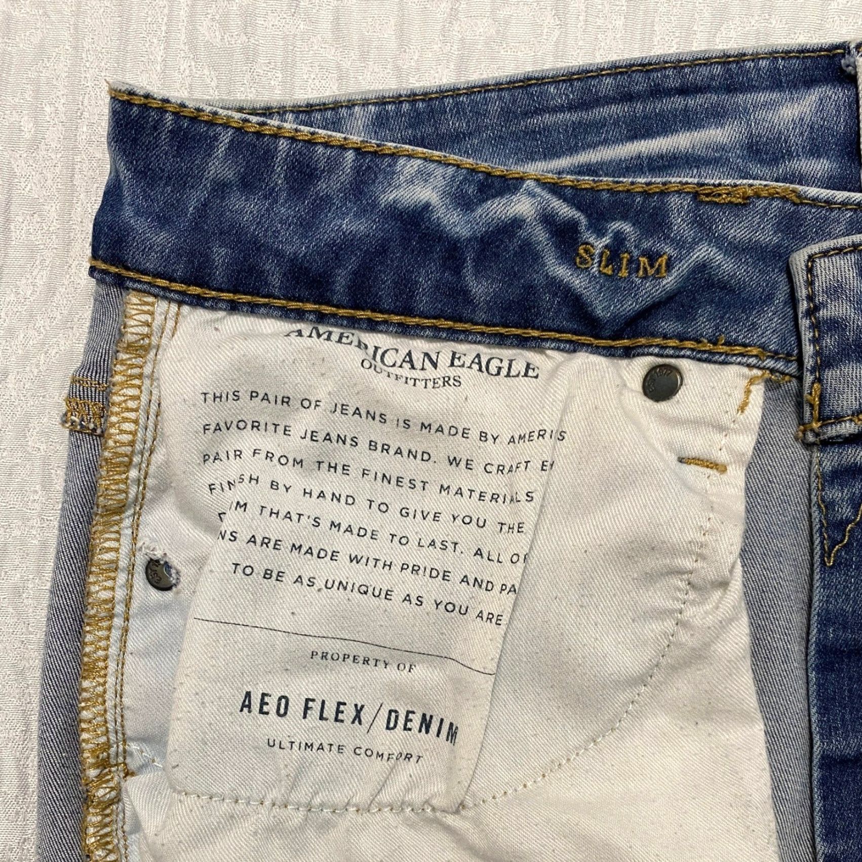 American Eagle Outfitters American Eagle Jeans Men's Slim Flex 29x32 Ripped Distressed Denim Acid Wash Size US 29 - 6 Thumbnail