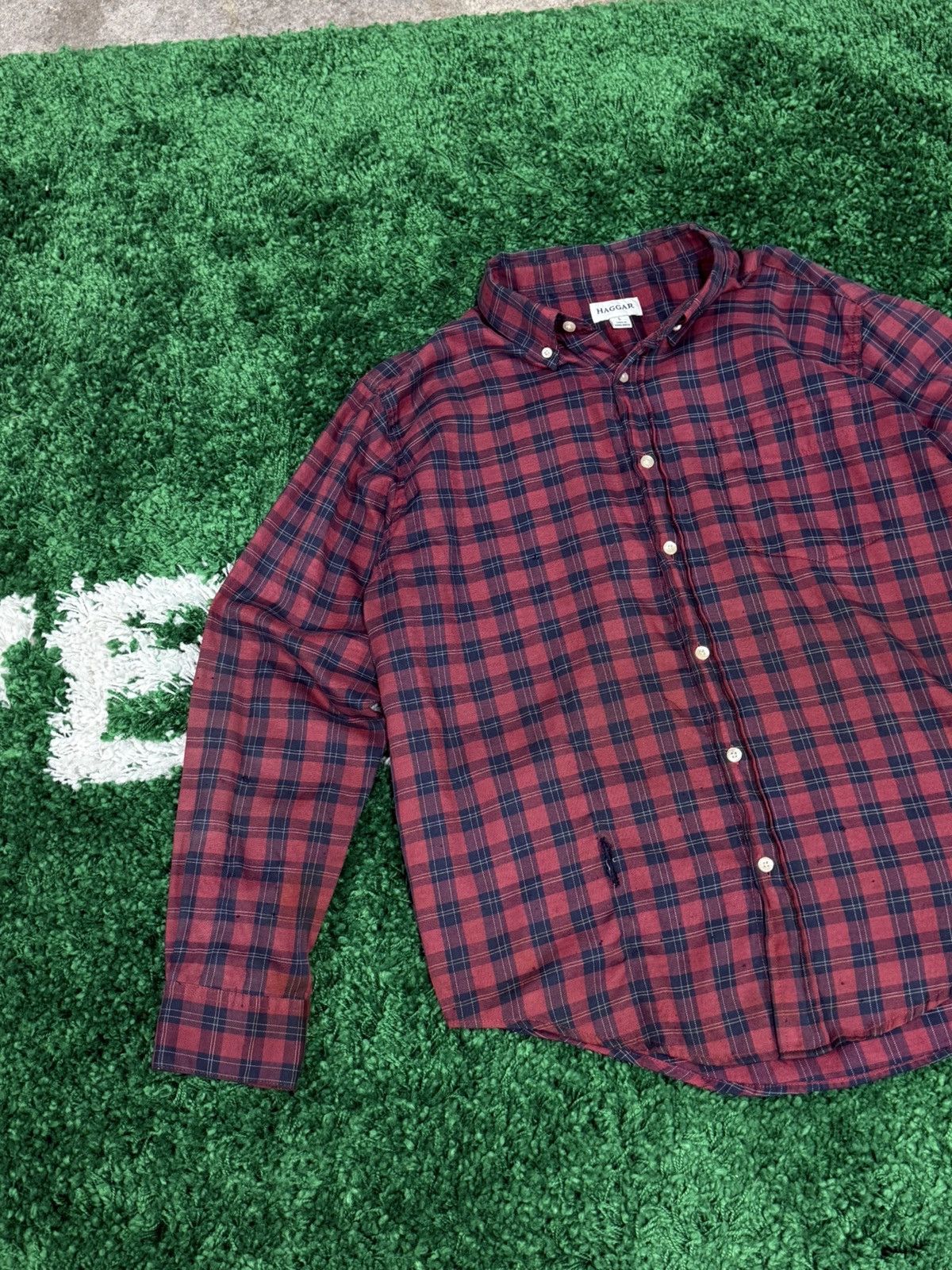 Haggar Haggar Distressed Flannel Shirt Red Plaid Large Size US L / EU 52-54 / 3 - 2 Thumbnail