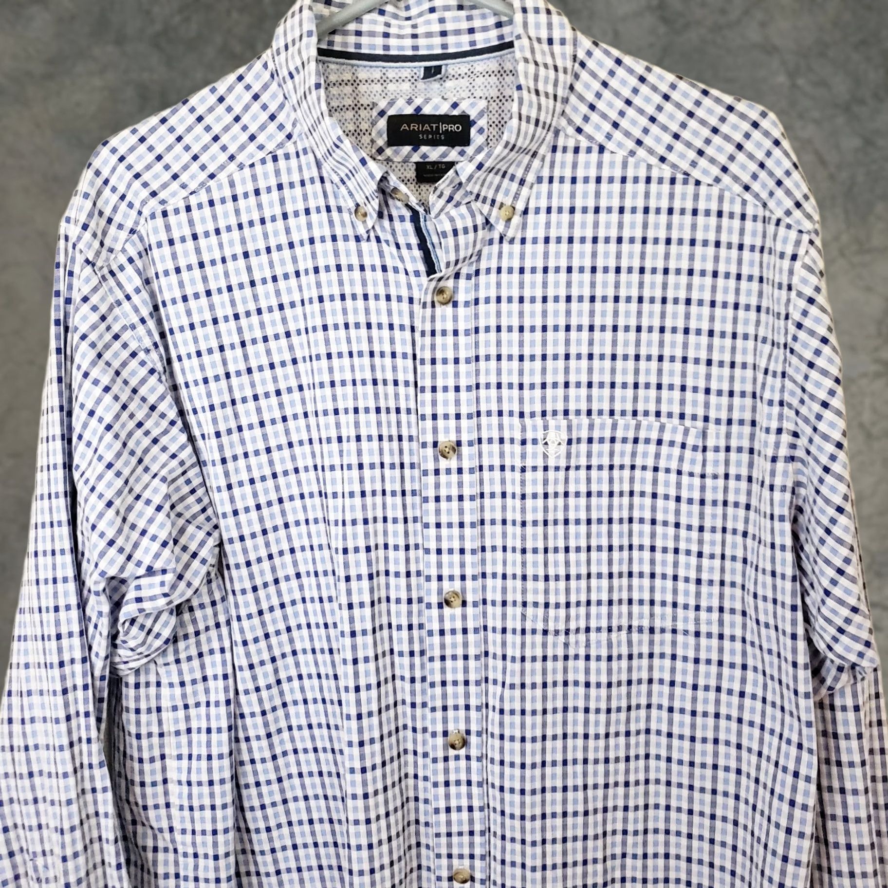 Ariat Ariat Pro Button Up Shirt Men XL Blue Check Long Sleeve Cotton Twill Western Button-Down Size US XL / EU 56 / 4 - 1 Thumbnail
