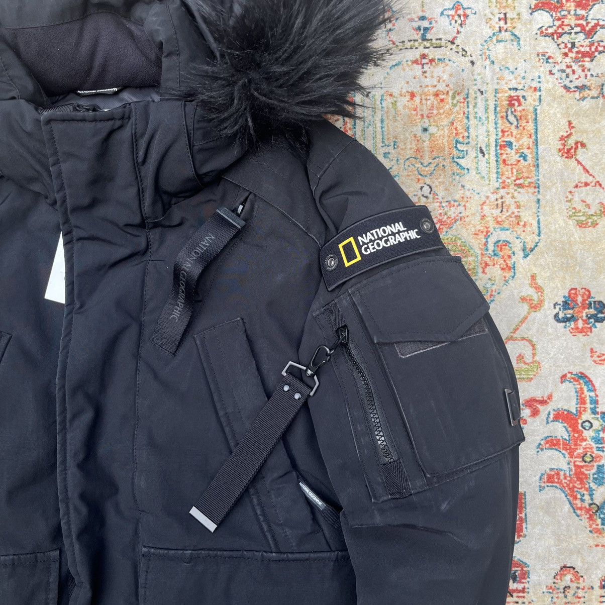 Japanese Brand National geographic uttility fur down jacket with patch Size US S / EU 44-46 / 1 - 2 Thumbnail