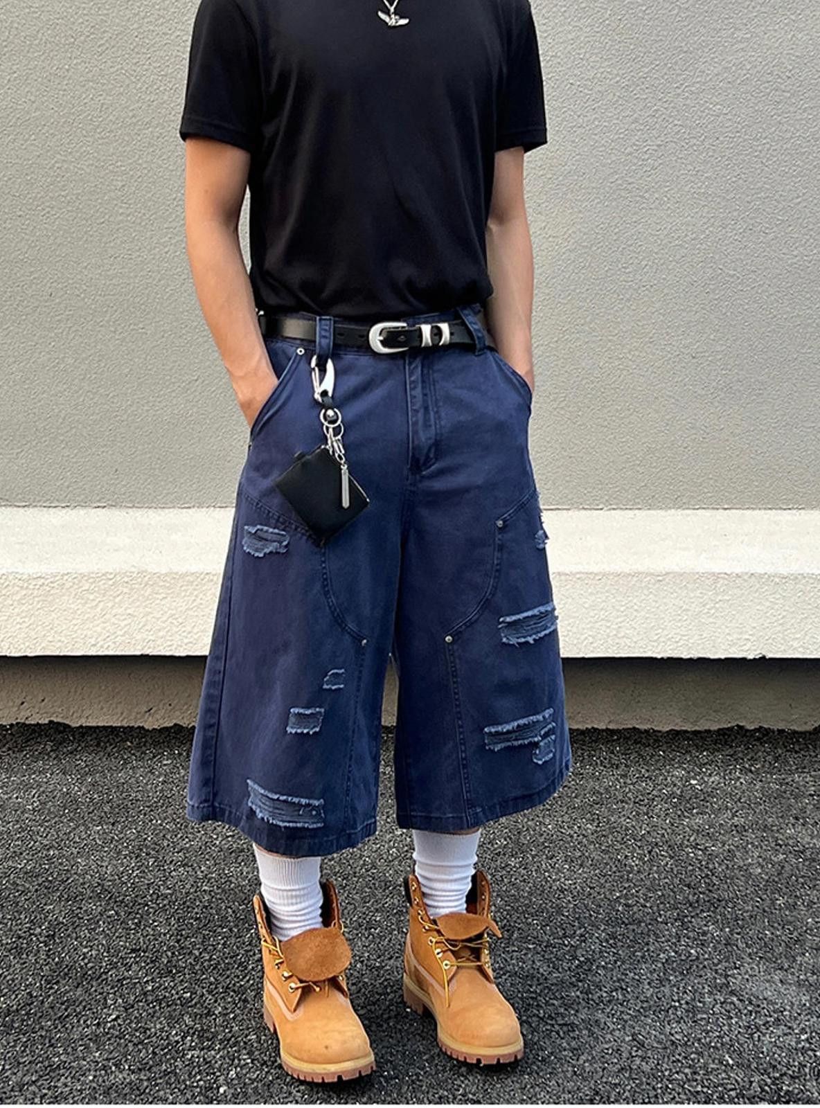 Jean × Vintage Trendy Distressed Denim Culottes - Stylish Casual Wear Size US 32 / EU 48 - 1 Thumbnail