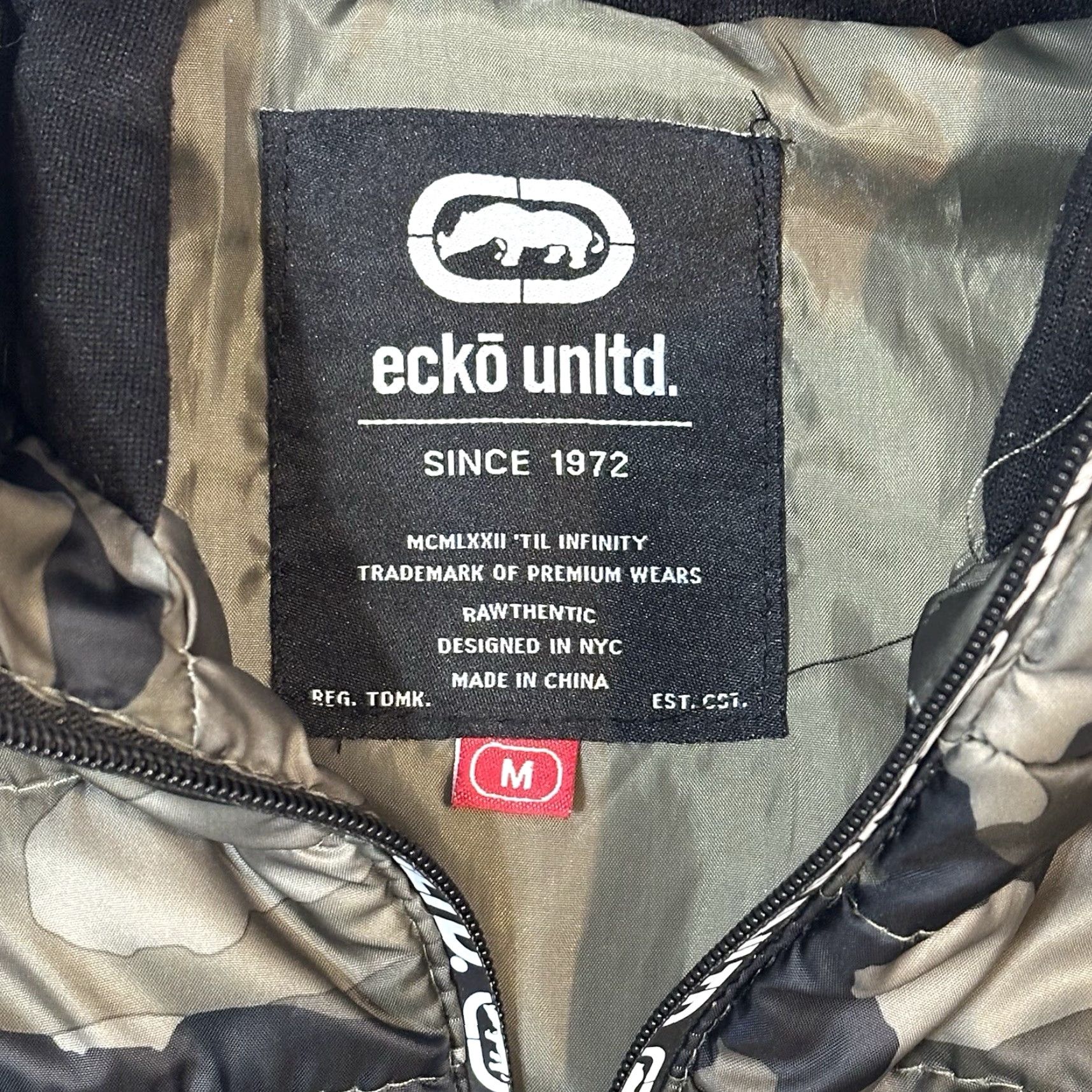 Ecko Unltd. ECKO UNLTD Camouflage Puffer Vest Hooded Full Zip Rhino Logo Men M Size US M / EU 48-50 / 2 - 6 Thumbnail