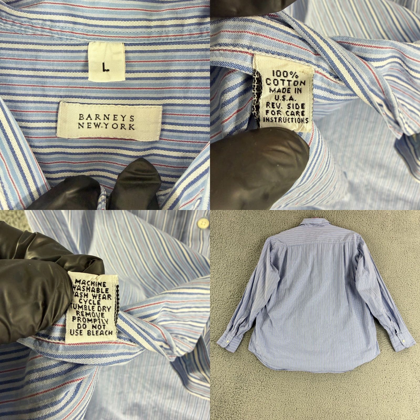 Vintage VINTAGE Barneys New York Button-Up Shirt Mens Large Blue Striped Long Sleeve Size US L / EU 52-54 / 3 - 8 Thumbnail
