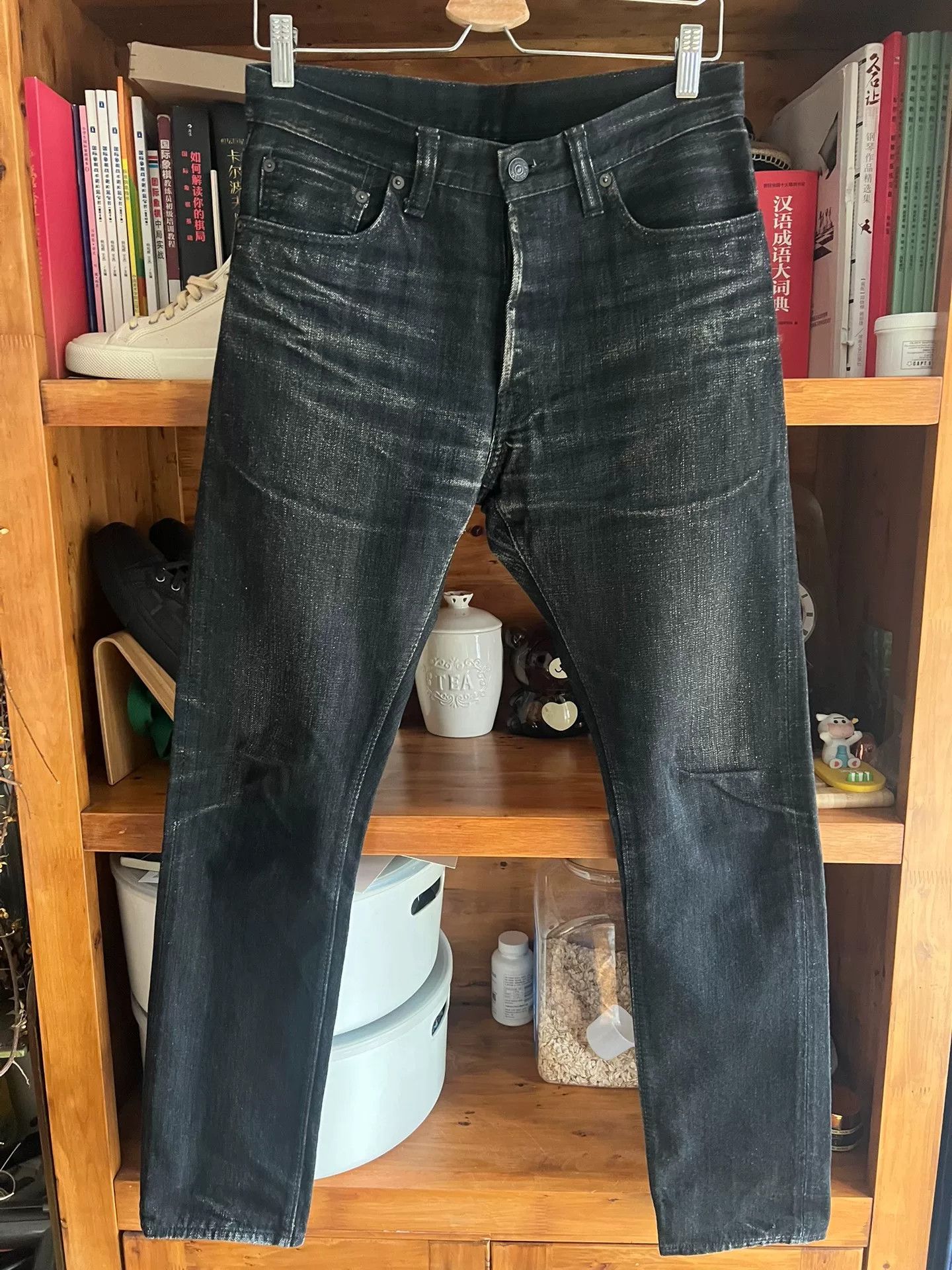 Pure Blue Japan classic black denim jeans with red selvedge Size US 32 / EU 48 - 1 Thumbnail