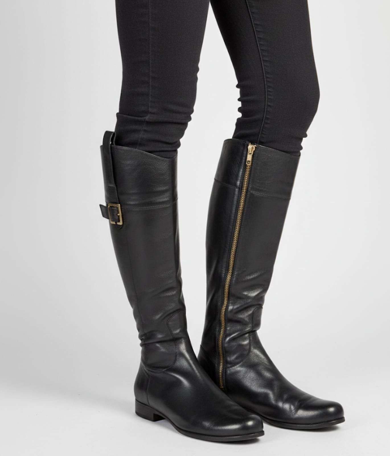 Other Poppy Barley Mexico Women Knee-High Boots Black Leather 10 Size US 10 / IT 40 - 2 Thumbnail