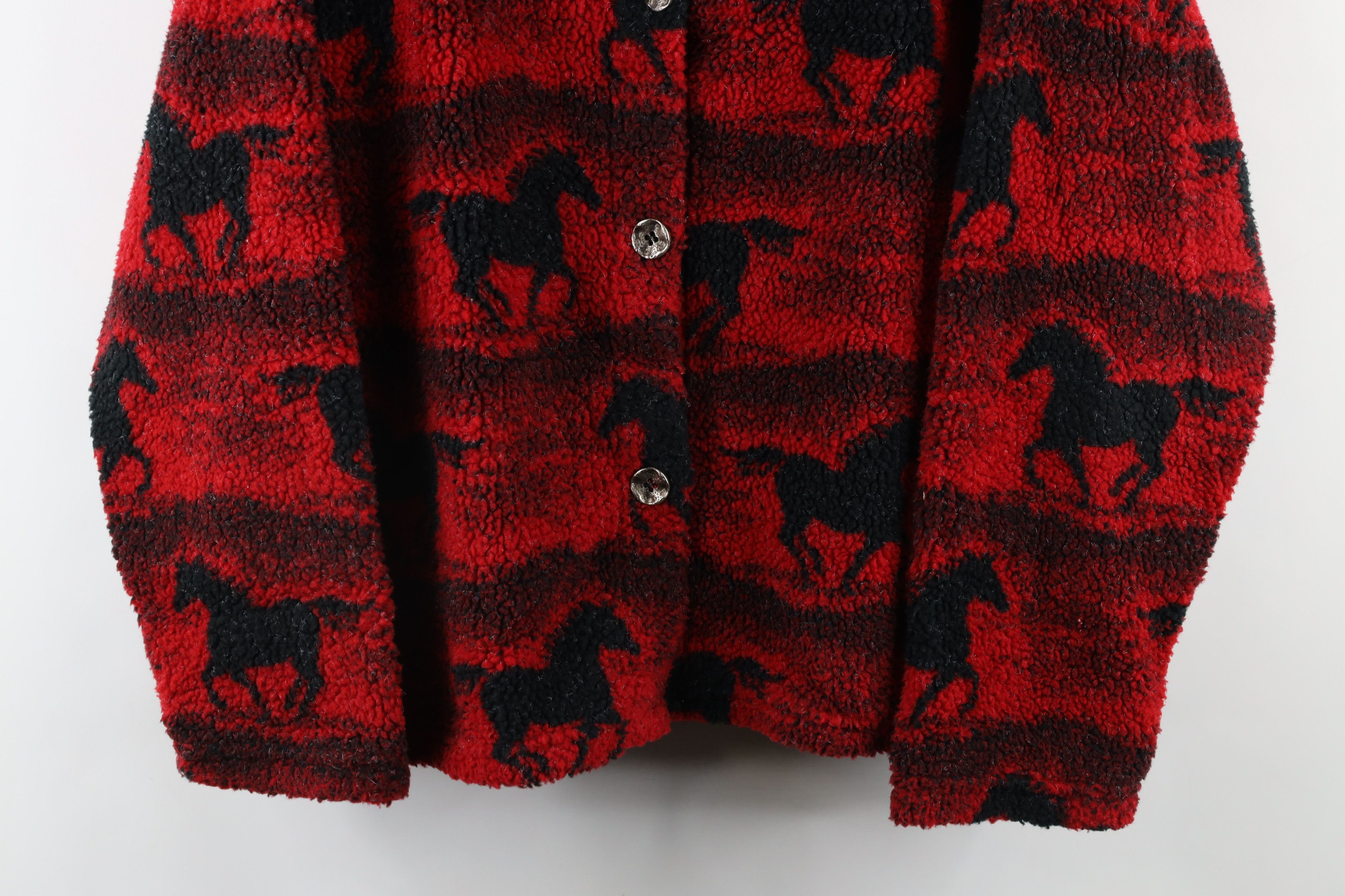 Vintage Vintage 90s Streetwear Fleece All Over Print Horse Jacket Size L / US 10 / IT 46 - 3 Thumbnail