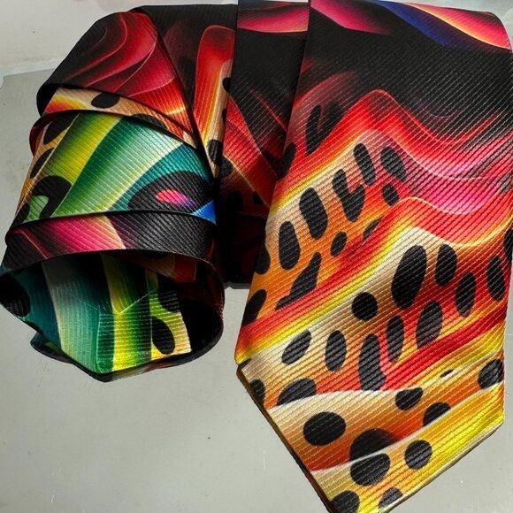 Handmade Tie Trippy Cheetah Leopard Op Art Necktie Hippie Psychedelic Size ONE SIZE - 7 Thumbnail