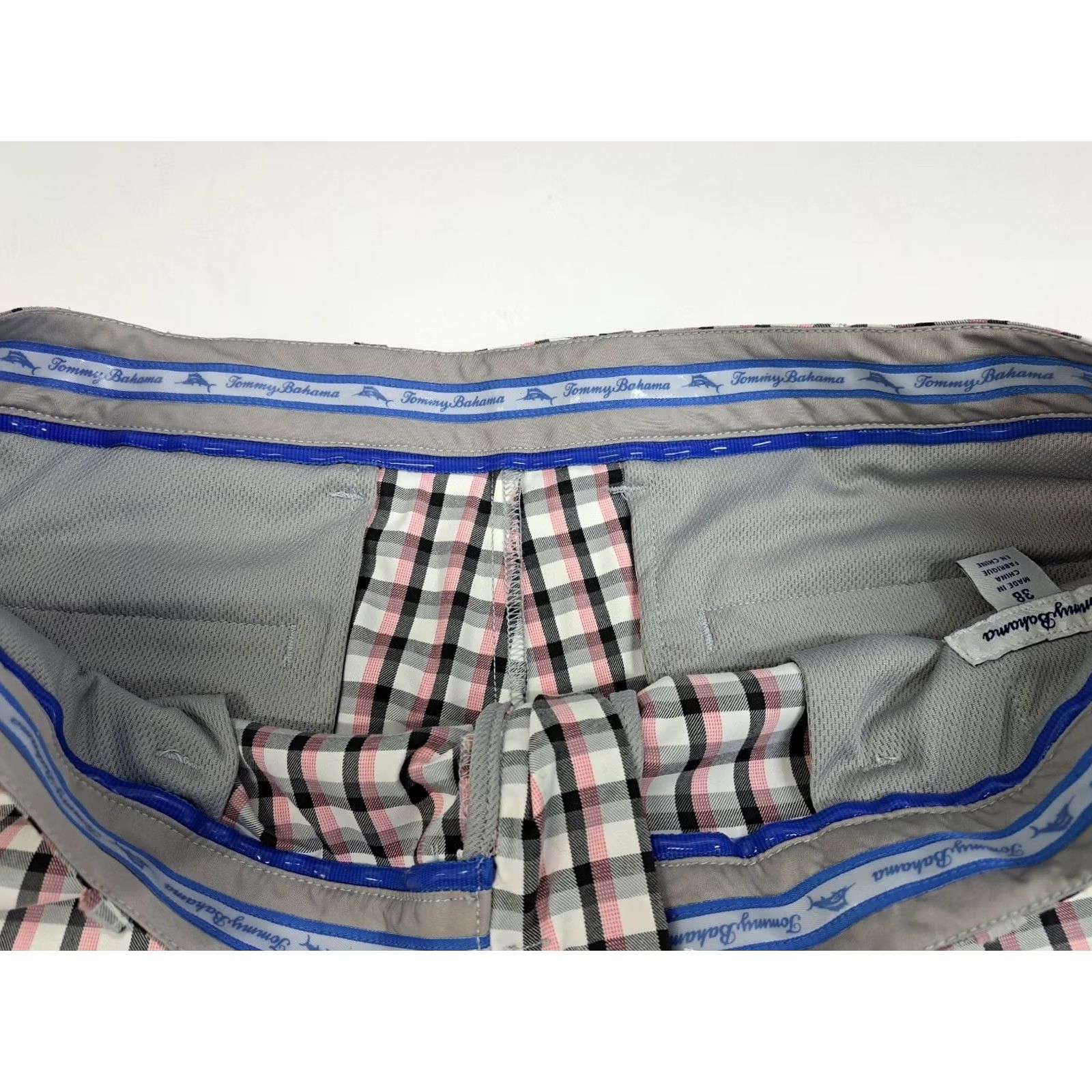 Tommy Bahama Tommy Bahama Casual Shorts Mens Size 38 Plaid Pink/Black/White Quick Dry Moisture Wicking Pockets Golf Travel Athletic Front Flat Front Size US 38 / EU 54 - 6 Thumbnail