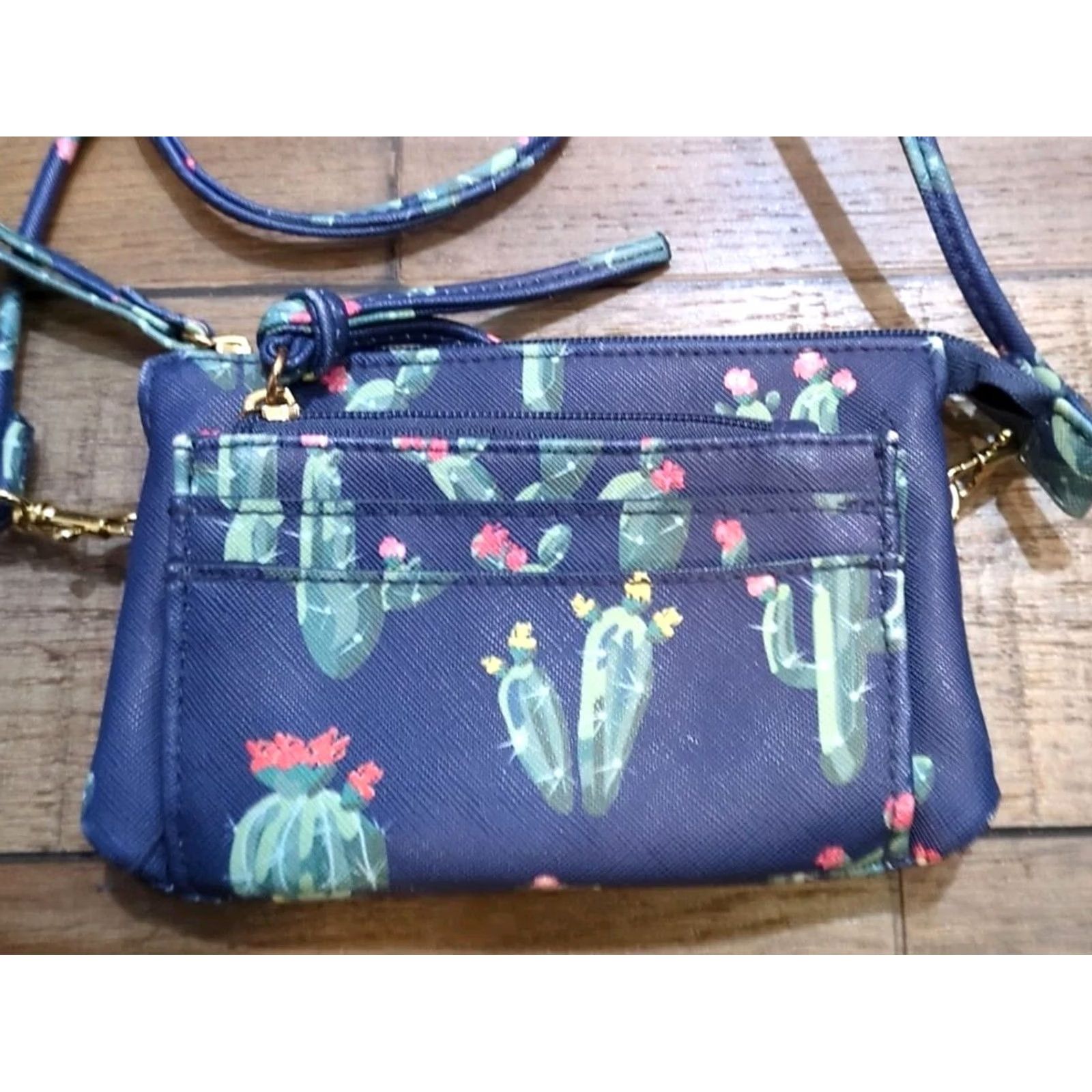 Vintage VINTAGE Arizona Blue Cactus Print Crossbody Purse Small Size ONE SIZE - 2 Thumbnail