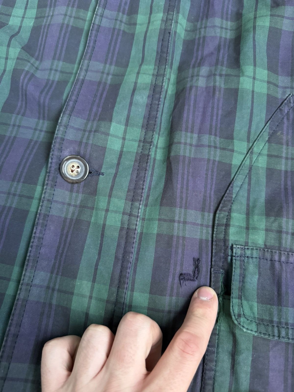Designer × Gap × Vintage Vintage Gap navy check velvet crew jacket Size US L / EU 52-54 / 3 - 3 Thumbnail