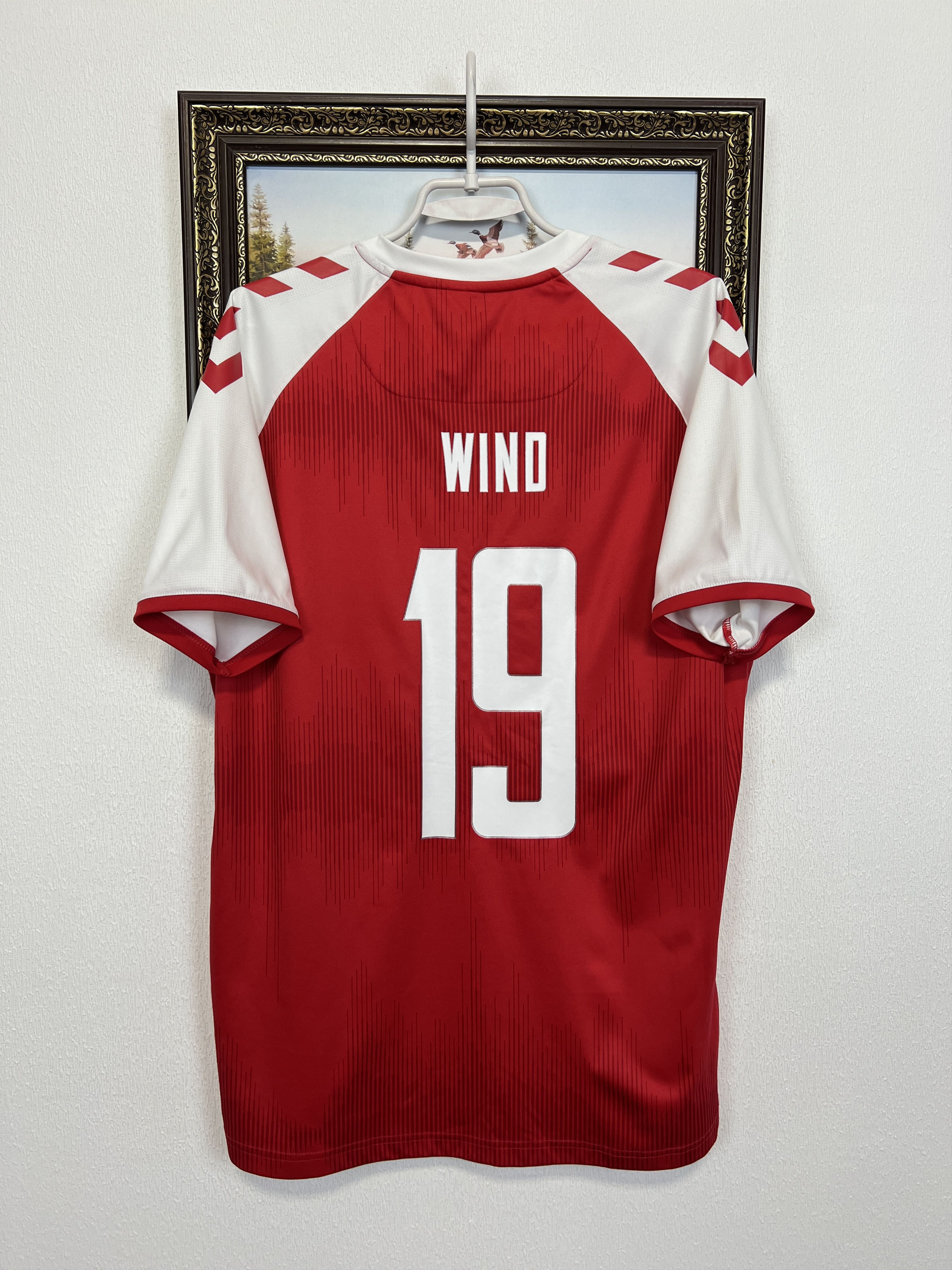 Hummel Denmark football shirt Soccer #19 Wind Jersey Trikot Rare Size US XL / EU 56 / 4 - 10 Thumbnail
