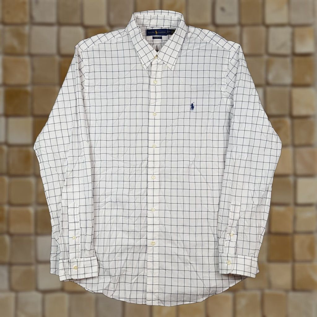 Ralph Lauren VINTAGE Ralph Lauren Men's Button-Down Shirt XL White Checked Collared Preppy Casual Workwear 90s Size 46R - 1 Thumbnail