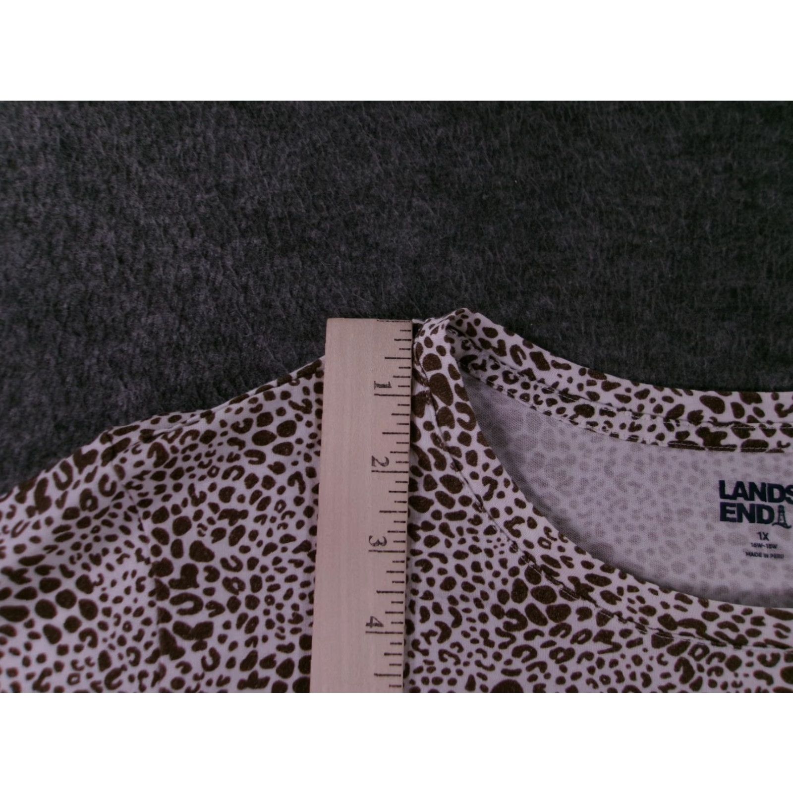 Lands' End Lands' End Plus Size 1X Brown Leopard Print Long Sleeve Crewneck Blouse Women Size XL / US 12-14 / IT 48-50 - 4 Thumbnail