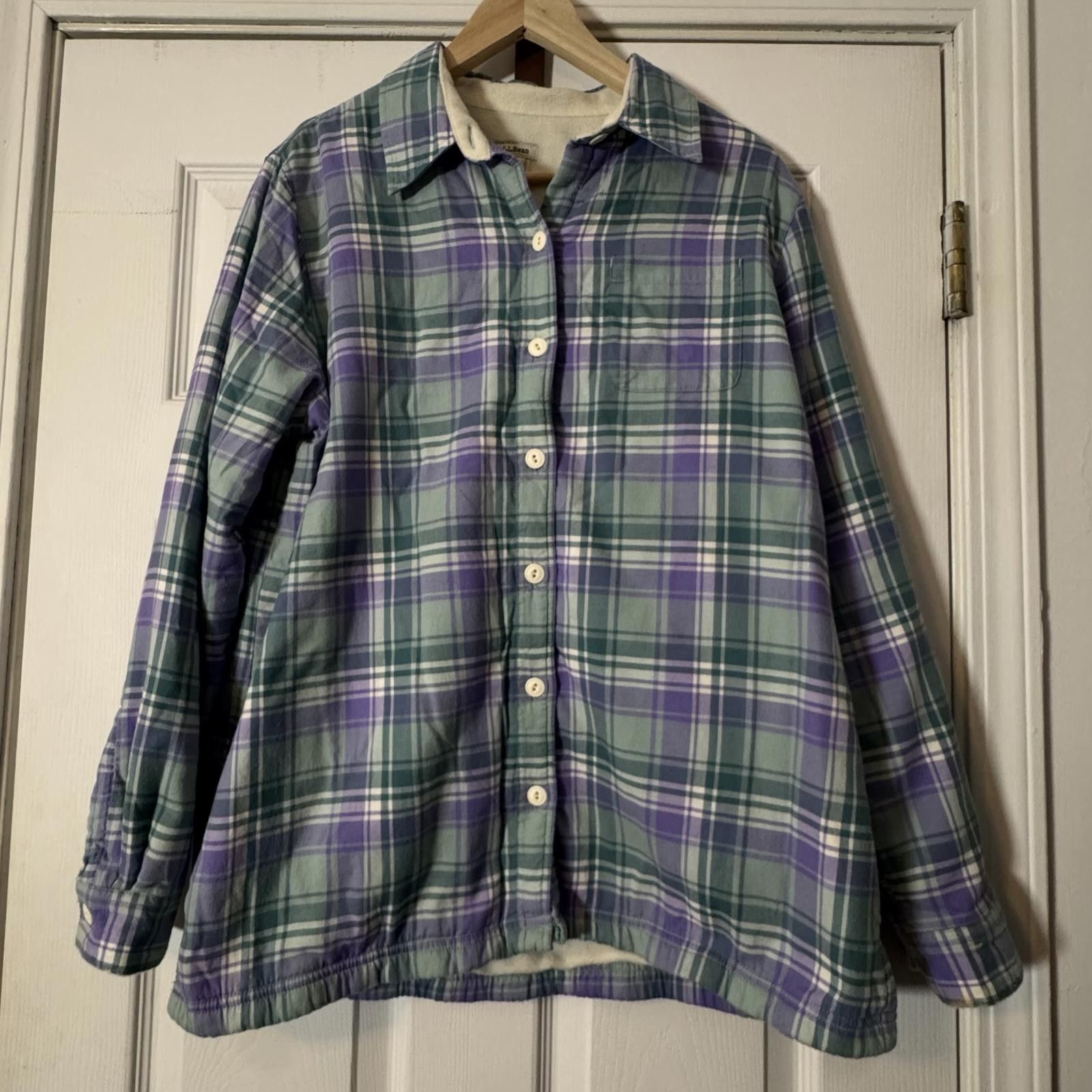 L.L. Bean L.L.Bean Medium Plaid Button-Up Fleece-Lined Shirt Jacket Size M / US 6-8 / IT 42-44 - 2 Thumbnail