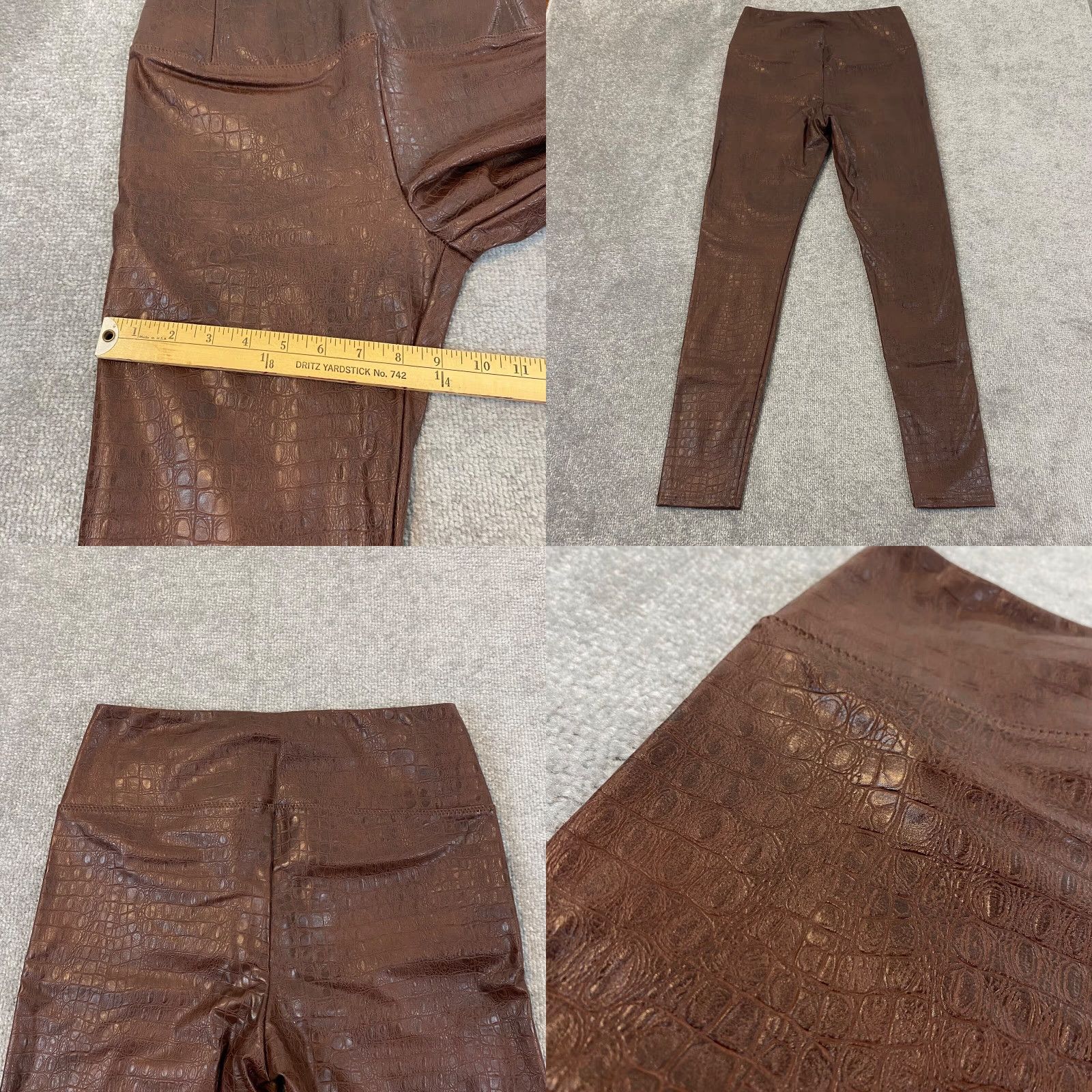 7 For All Mankind 7 For All Mankind Leggings Women Medium Brown Faux Leather Stretch Ankle Gym Run Size 32" / US 10 / IT 46 - 8 Thumbnail
