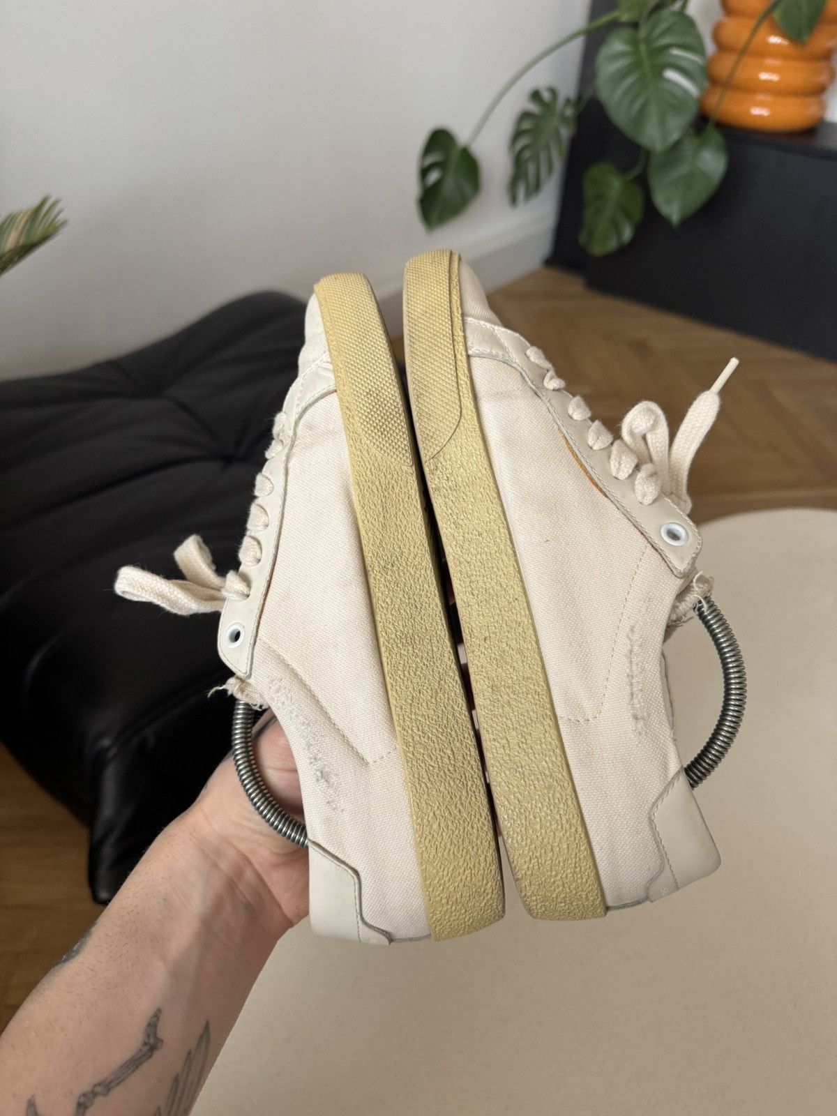 Saint Laurent Paris Saint Laurent Low Top Distressed Logo Designer Sneakers Rare Size US 6.5 / EU 39-40 - 5 Thumbnail