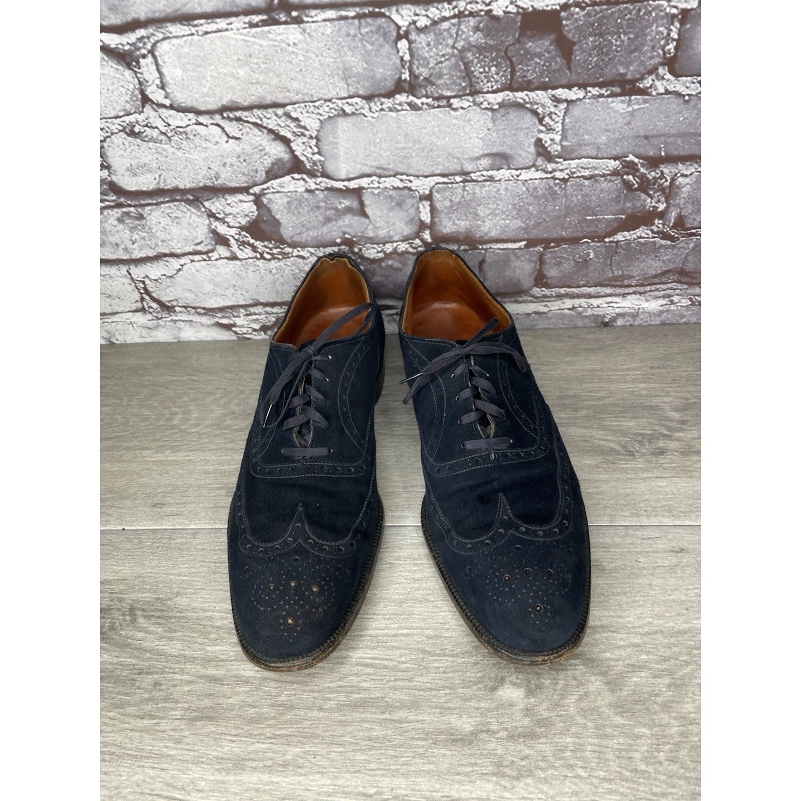Saks Fifth Avenue Saks Fifth Ave Blue Suede Leather Wingtip Oxfords Lace Up Sh Size US 8 / EU 41 - 14 Thumbnail