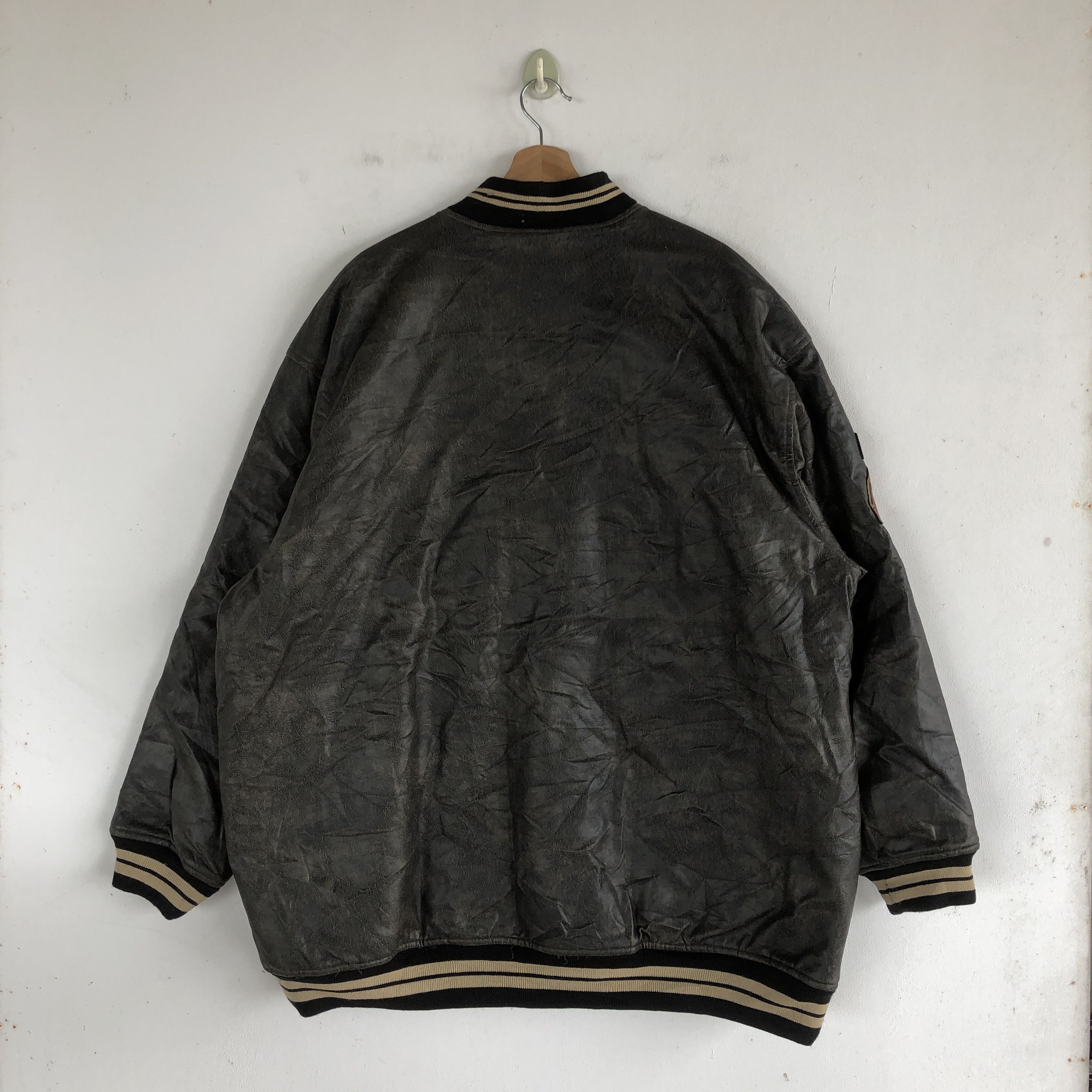 Japanese Brand × Vintage Vintage Galactika Leather Baseball Jackets Letterman Jacket Size US XL / EU 56 / 4 - 2 Thumbnail