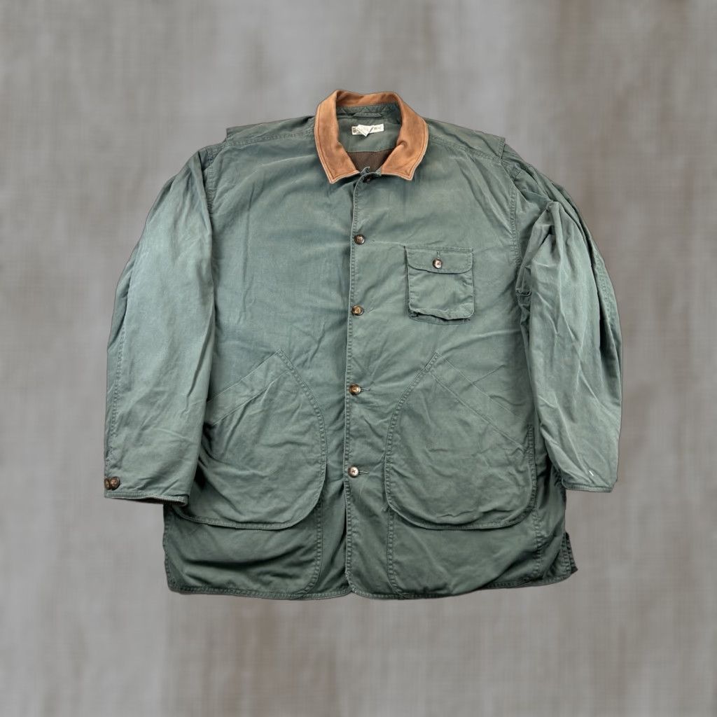 Banana Republic VINTAGE Banana Republic Coat XL Men Leather Collar Green 90s Safari Chore Barn Overcoat Size US XL / EU 56 / 4 - 1 Thumbnail