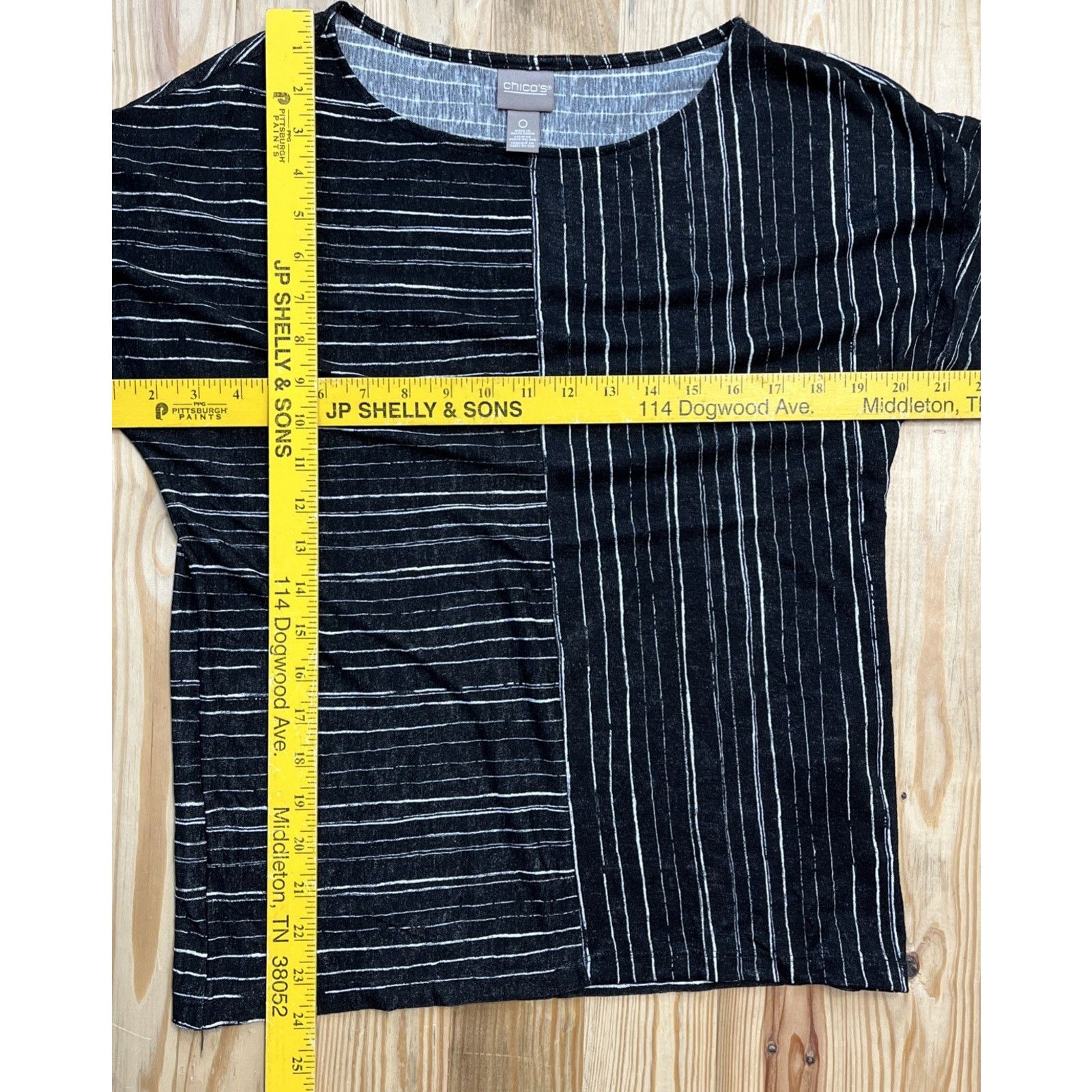 Chicos Chico’s Tee Top Shirt 0 Black White Striped Scoop Neck S Size S / US 4 / IT 40 - 6 Thumbnail