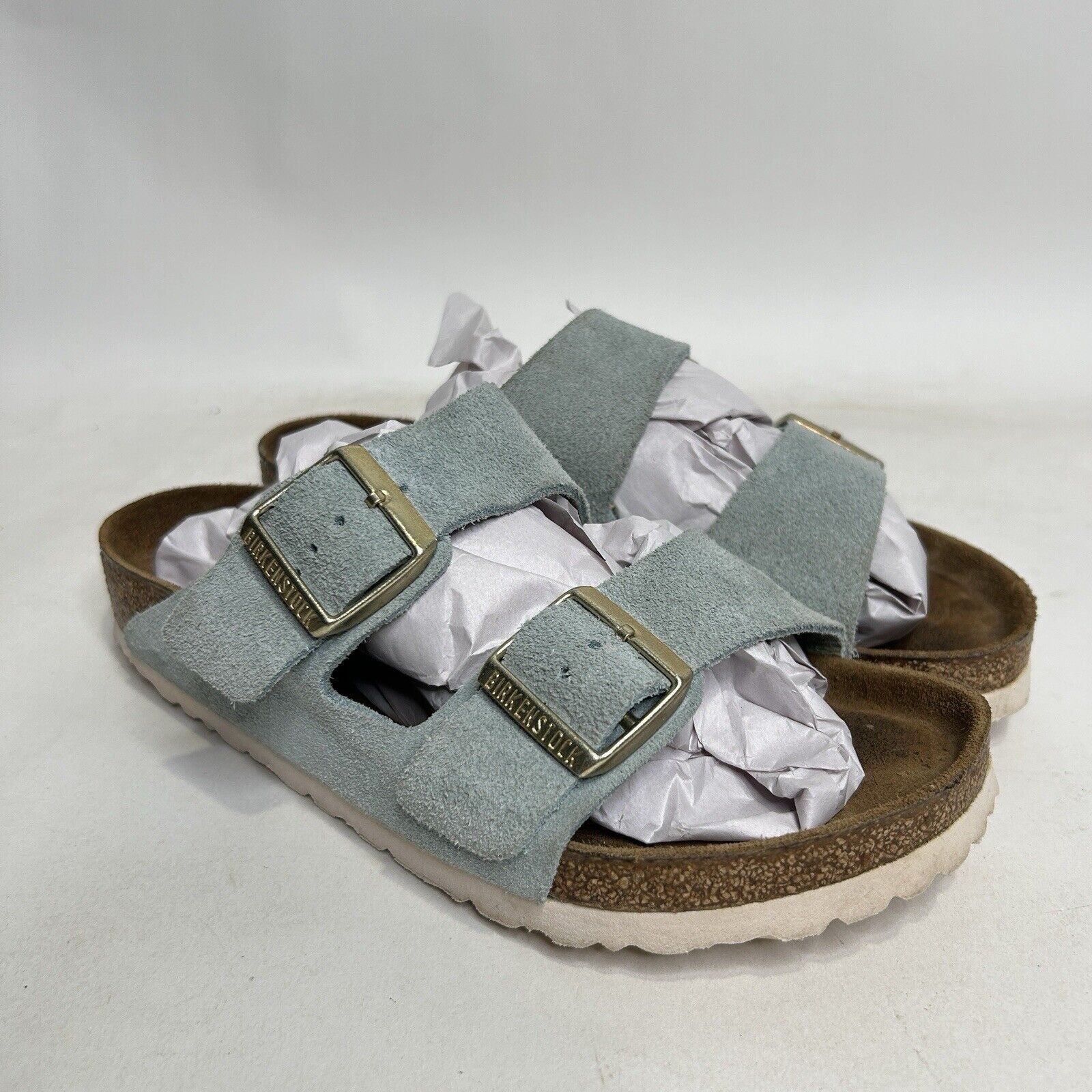 Birkenstock Birkenstock Arizona Soft Footbed Suede Sandals “Light Blue” Size US 7 / IT 37 - 1 Thumbnail