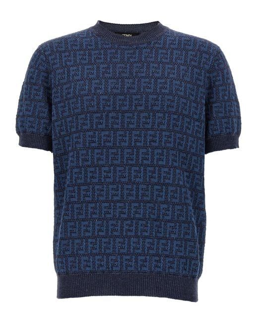 Fendi o1w1db10625 FZY443 Crewneck Jumper in Blue Size US S / EU 44-46 / 1 - 1 Thumbnail