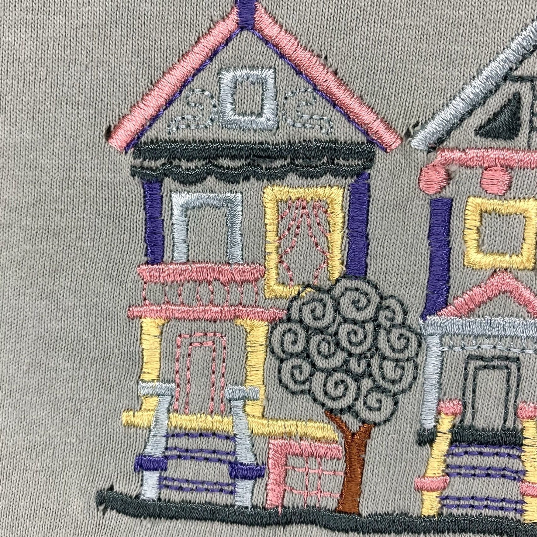 Vintage VINTAGE Times Square Women's Oversized T-Shirt Medium Light Sage Embroidered Cape May Houses Classic Retro USA Size M / US 6-8 / IT 42-44 - 6 Thumbnail