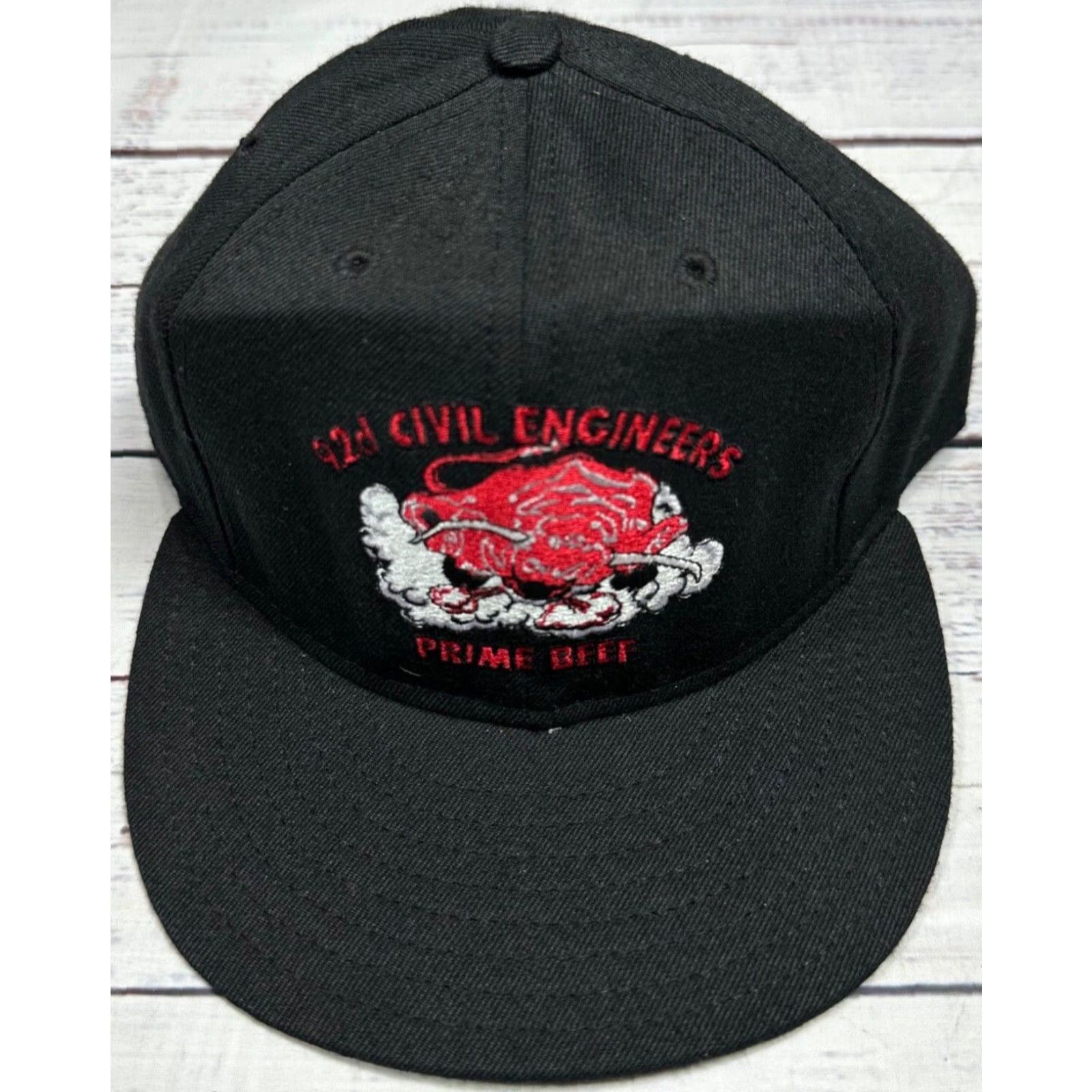 Bally Vtg USAF 92nd Civil Engineers Prime Beef Snapback Ball Cap Black One Size Size ONE SIZE - 2 Thumbnail