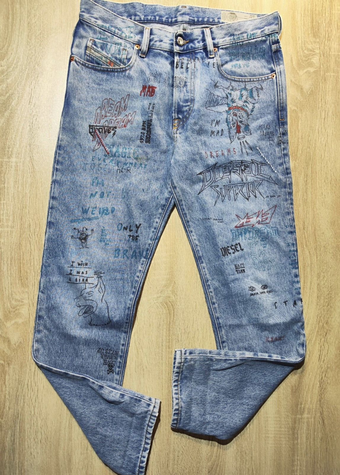 Diesel Mharky slim skinny graffiti jeans size 31