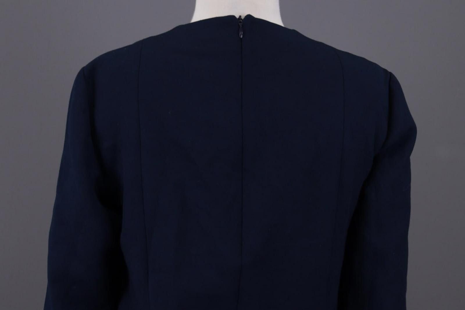 Lauren Ralph Lauren Me+Em Blue V-Neck Evening Long Sleeve A-Line Dress Size 12 Size XL / US 12-14 / IT 48-50 - 9 Thumbnail