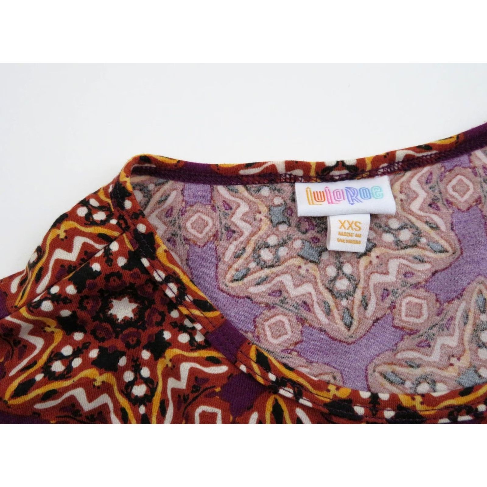 Vintage LuLaRoe Irma T Shirt Tunic XXS Purple Stars Dots Top Tee Stretch LLR Size XXS / US 00 / IT 34 - 5 Thumbnail