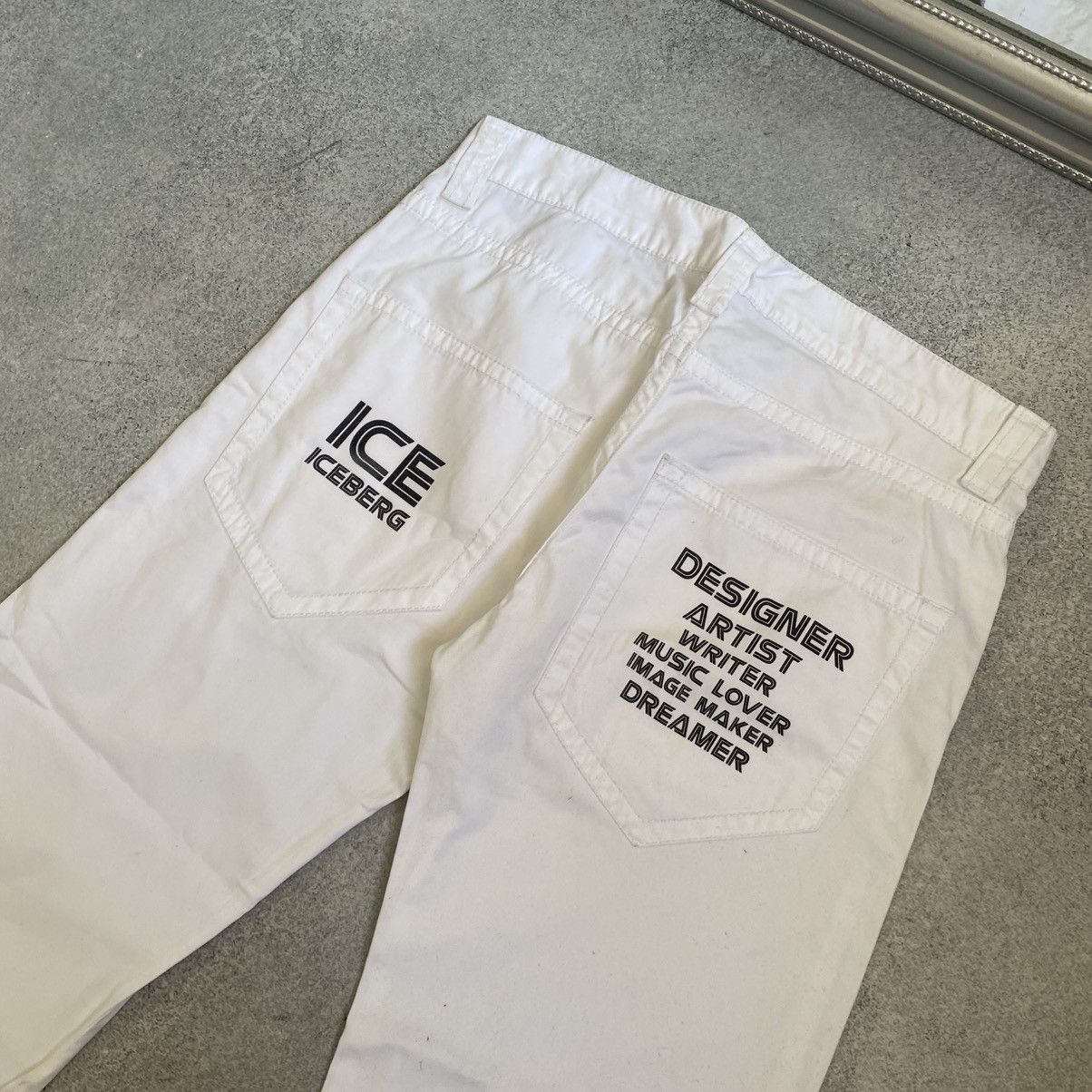 Iceberg Vintage 90's Iceberg Ice White Jeans Big Logo Pants Y2K Size US 31 - 3 Thumbnail