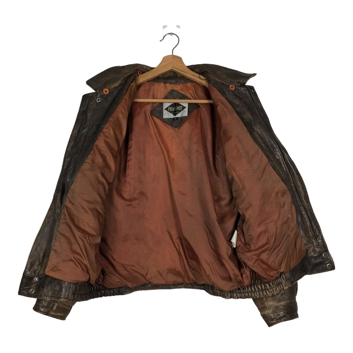 Japanese Brand 🔥VINTAGE FLY BOMBER LEATHER JACKET FOX-TROT JAPAN MADE Size US M / EU 48-50 / 2 - 13 Thumbnail
