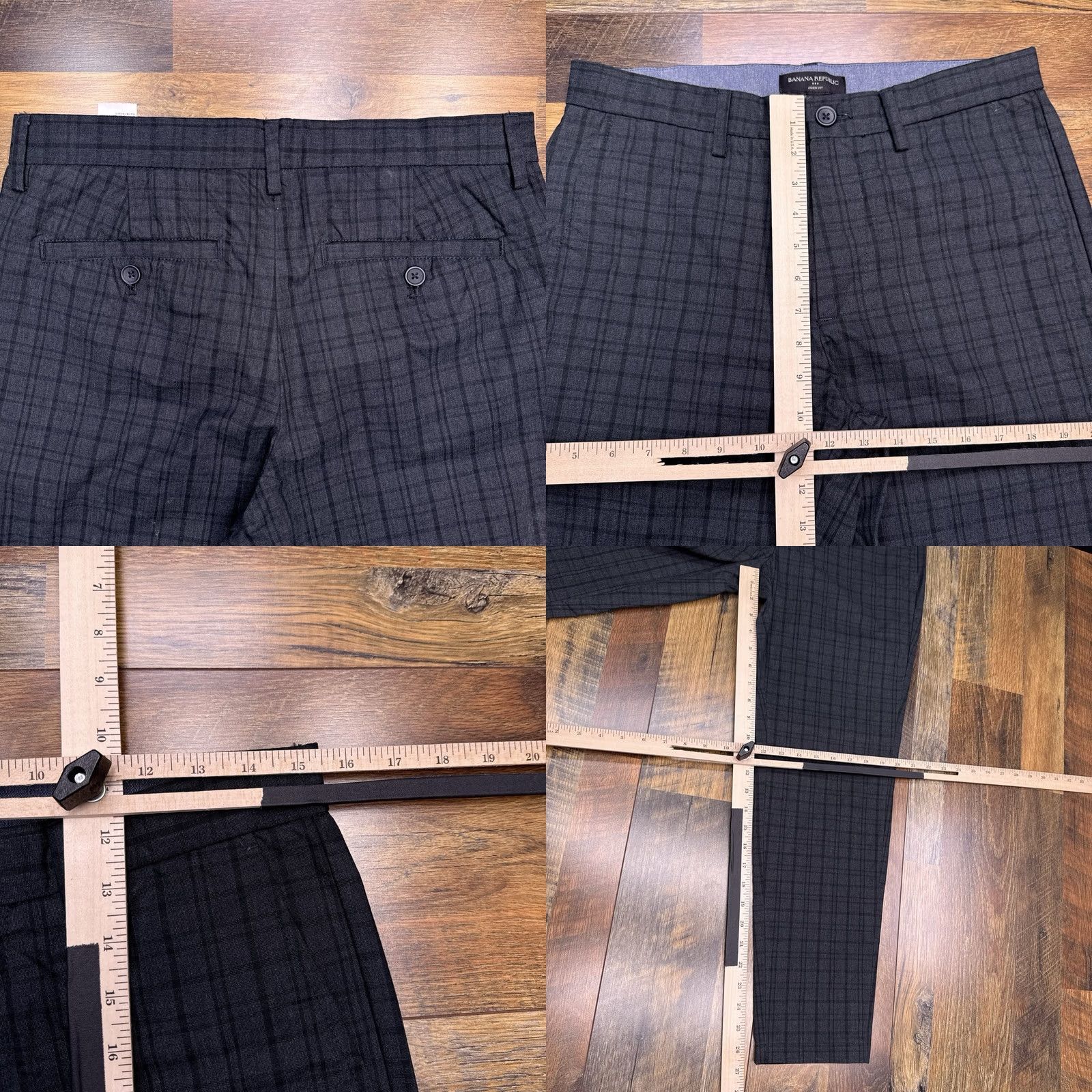 Banana Republic Banana Republic Pants Men 30x30 Gray Plaid Chino Aiden Fit Regular Straight Mid Rise Belt Loops Pocket Logo New Size US 30 / EU 46 - 8 Thumbnail