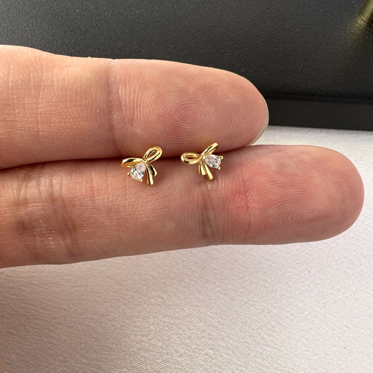 Designer Small CZ Bow Stud Earrings for Women Size ONE SIZE - 6 Thumbnail