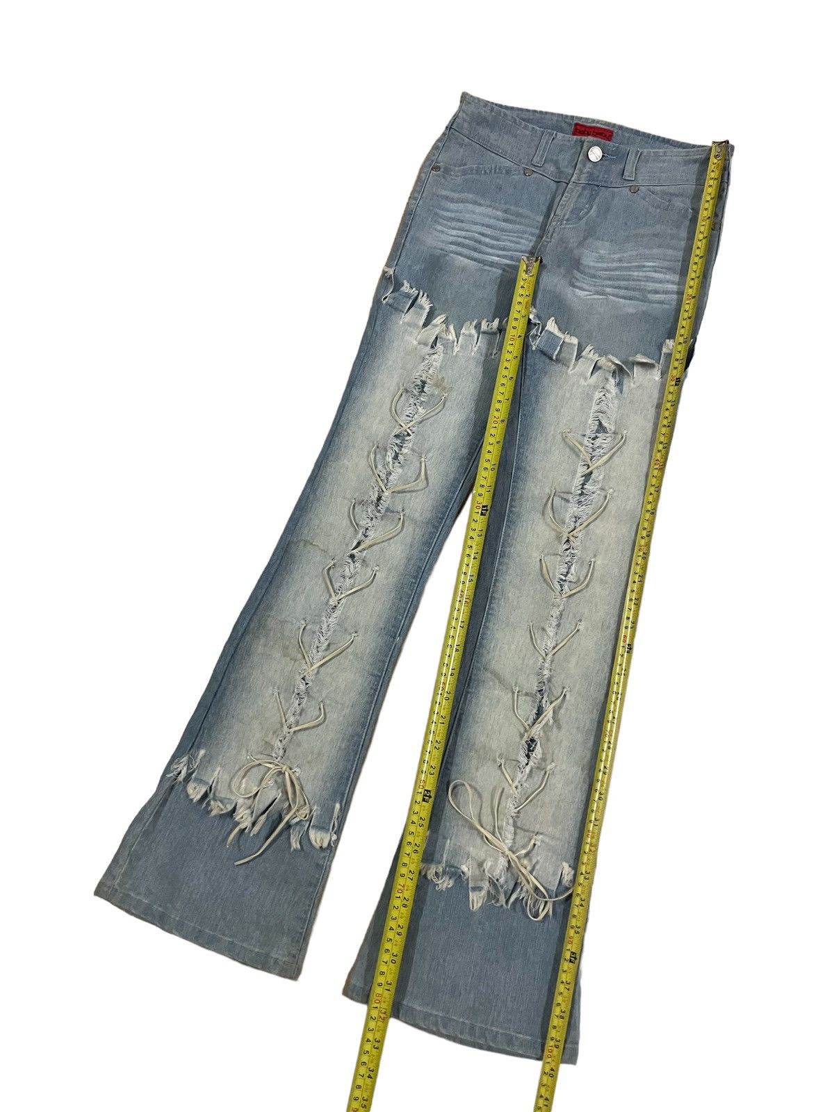Rick Owens Vintage Japanese Brand Bondage Style Mad Punk Flare Jeans Size 26" / US 2 / IT 38 - 11 Thumbnail