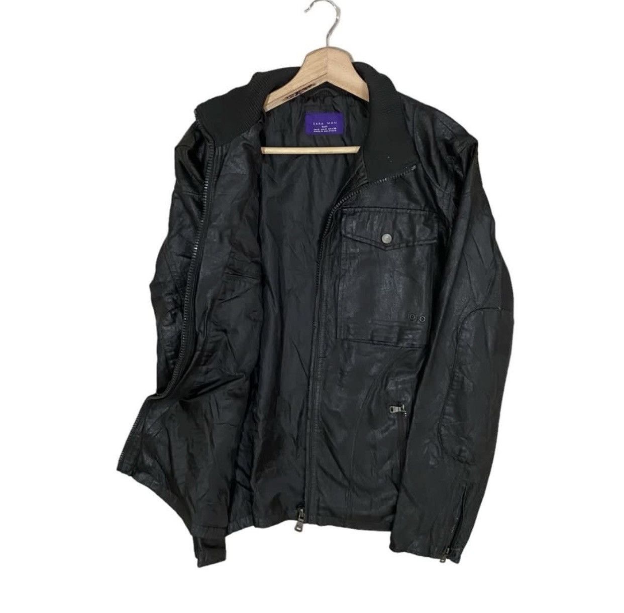 Genuine Leather × Zara ☀️VINTAGES ZARA MAN GENUINE LEATHER BIKERS JACKET Size US S / EU 44-46 / 1 - 5 Thumbnail