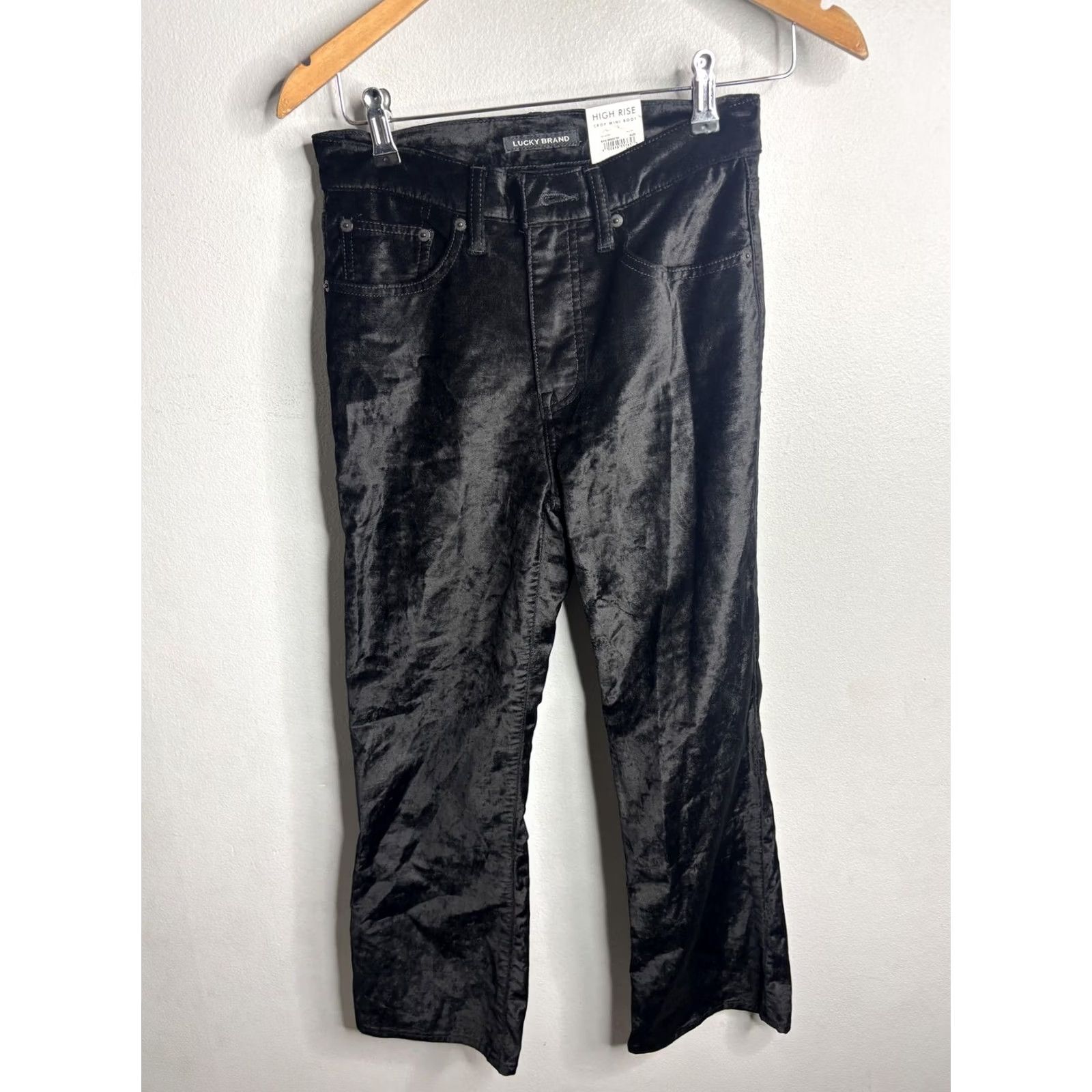 Lucky Brand Lucky Brand Jeans Womens 4 Velvet Dark High Rise Bridgette Crop Mini Boot 27 Inseam 27 Black Size 27" / US 4 / IT 40 - 3 Thumbnail