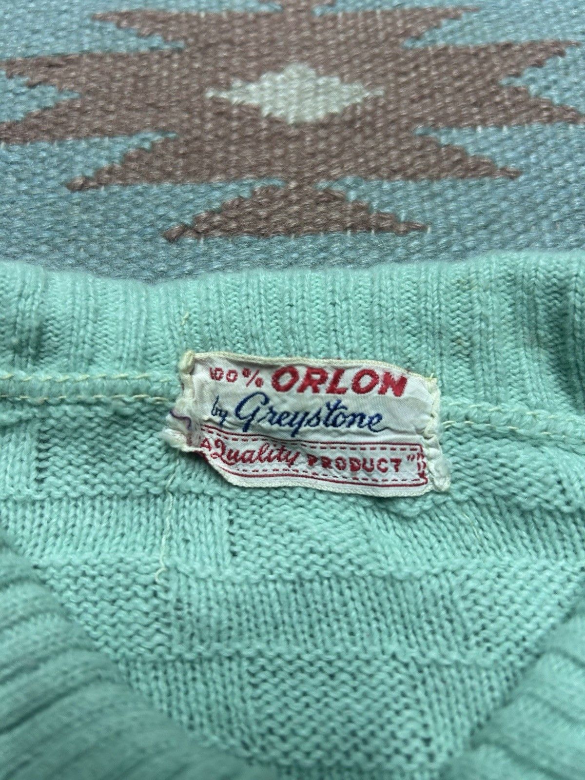 Vintage 50s button front sweater acrylic mint green cropped women M? Size M / US 6-8 / IT 42-44 - 4 Thumbnail